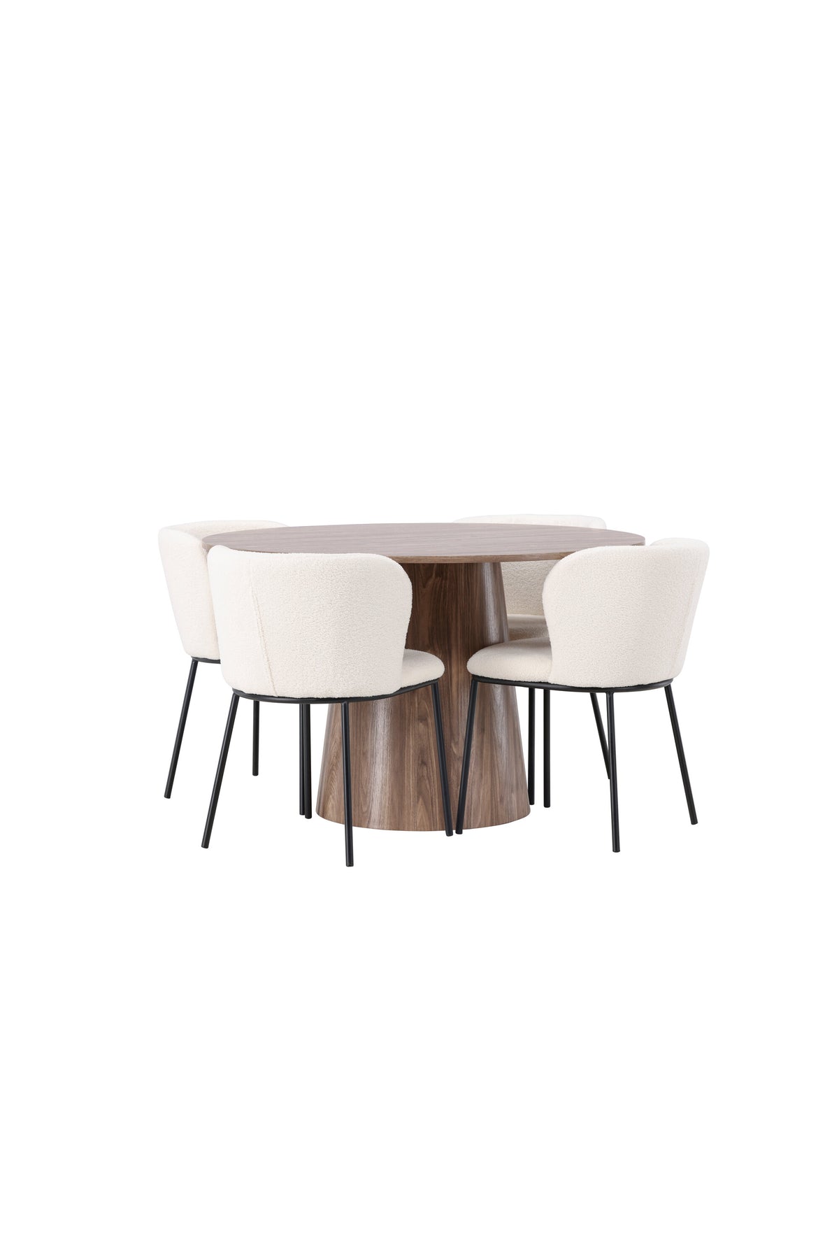 Lanzo Matbord med Edina Stolarna – Bord: ⌀120 Stol: 56x76x55