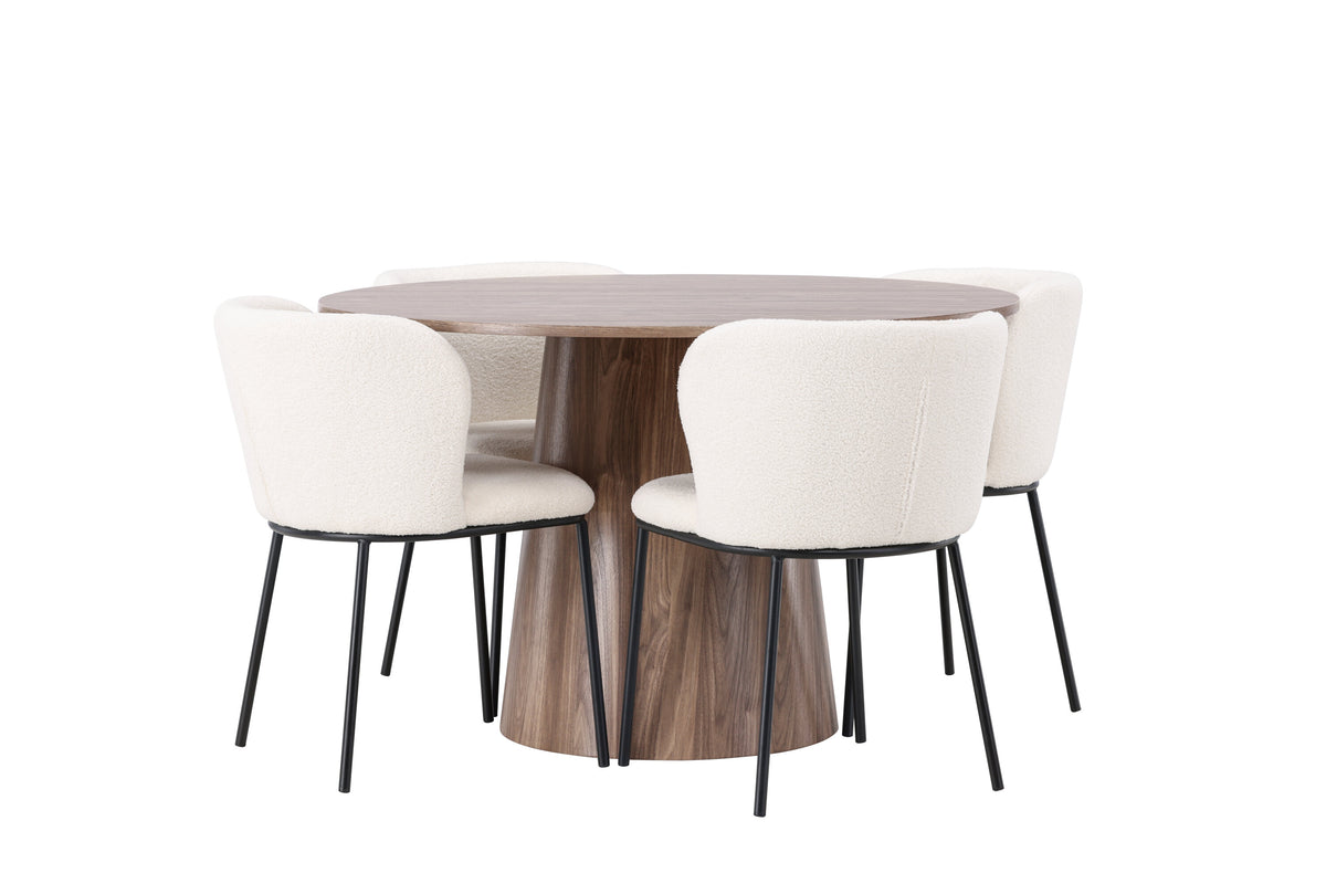Lanzo Matbord med Edina Stolarna – Bord: ⌀120 Stol: 56x76x55