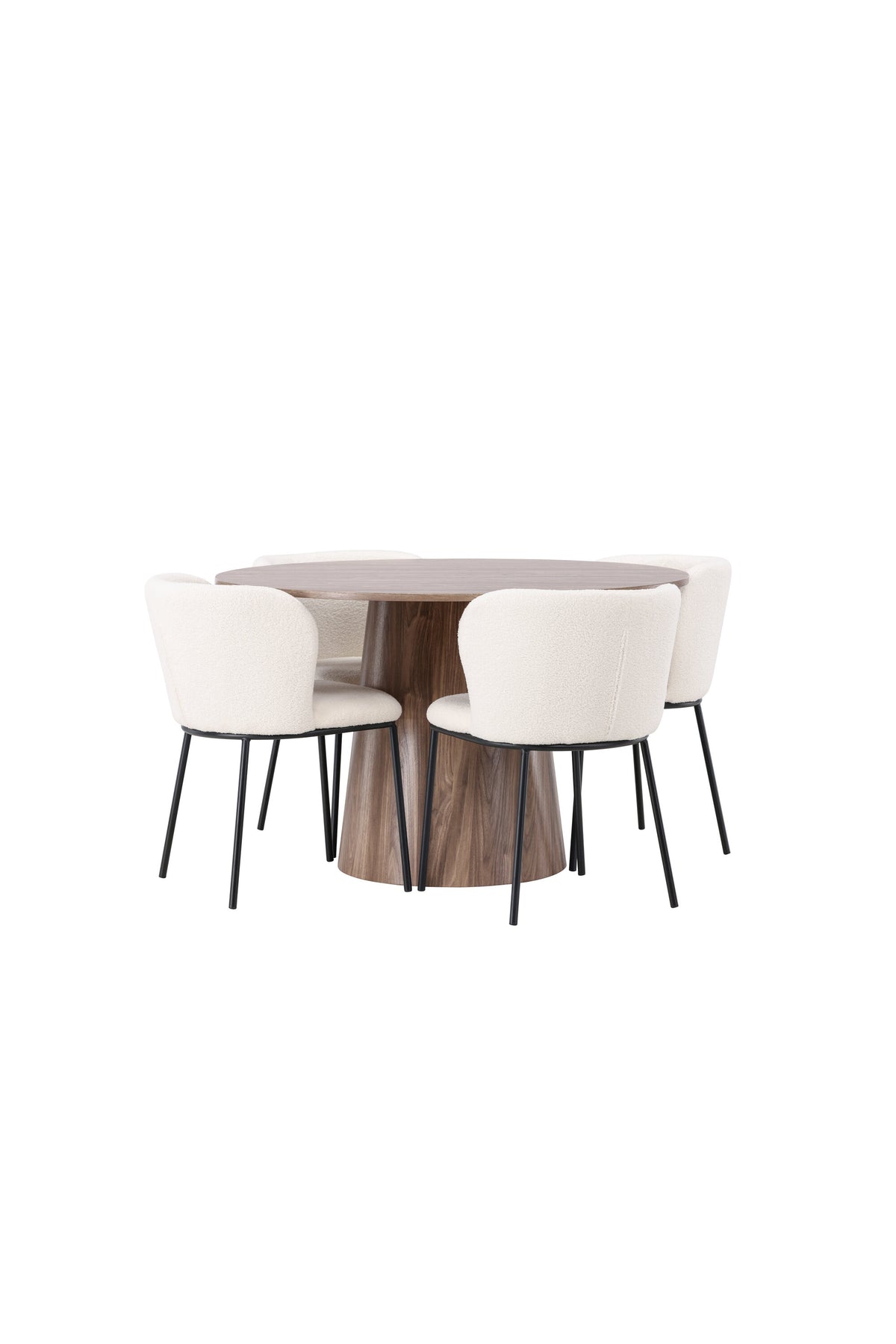 Lanzo Matbord med Edina Stolarna – Bord: ⌀120 Stol: 56x76x55