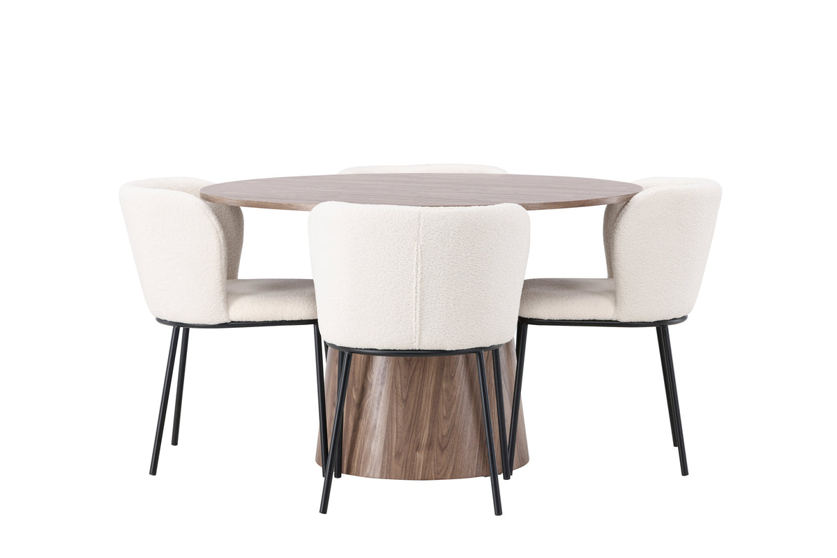 Lanzo Matbord med Edina Stolarna – Bord: ⌀120 Stol: 56x76x55