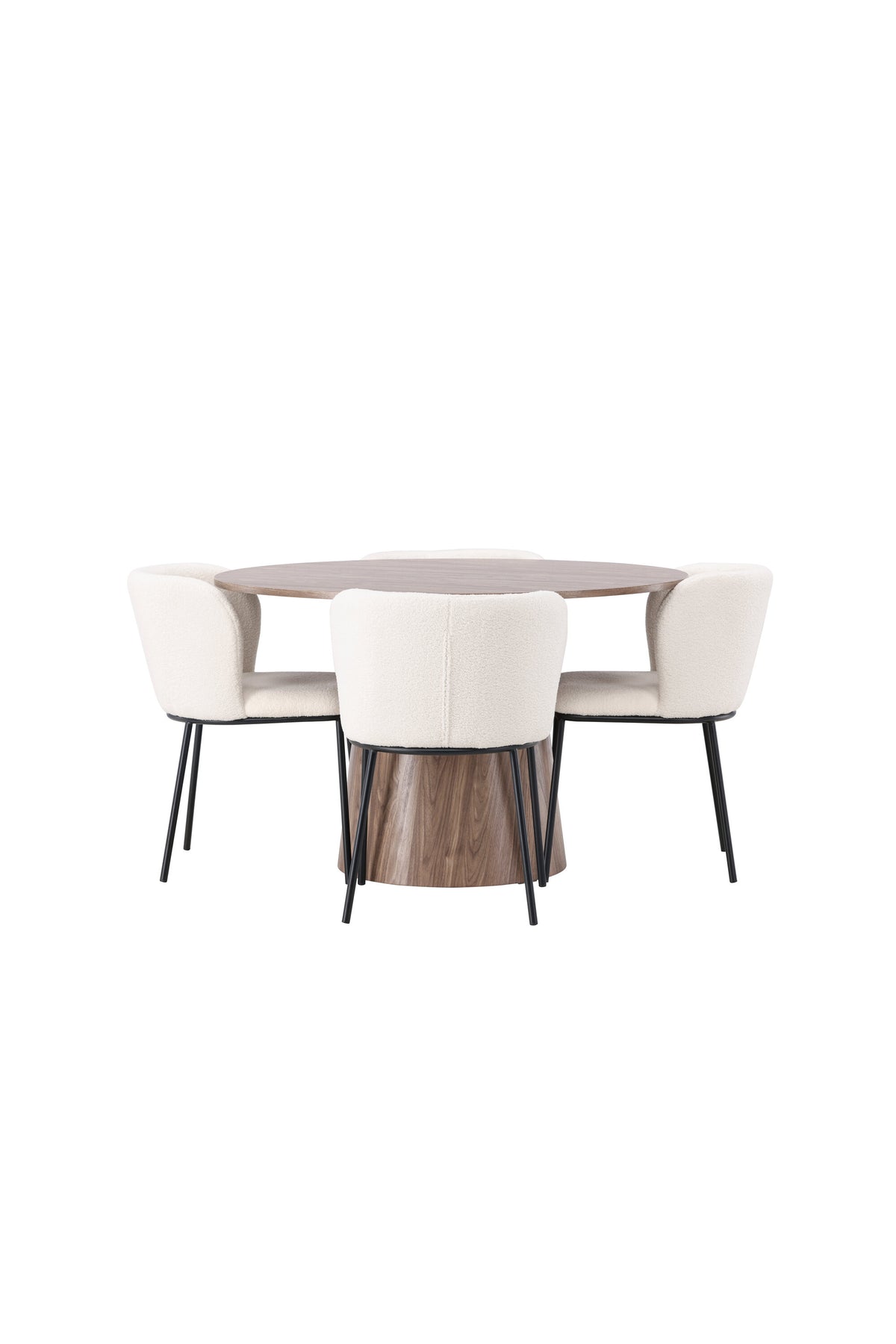 Lanzo Matbord med Edina Stolarna – Bord: ⌀120 Stol: 56x76x55