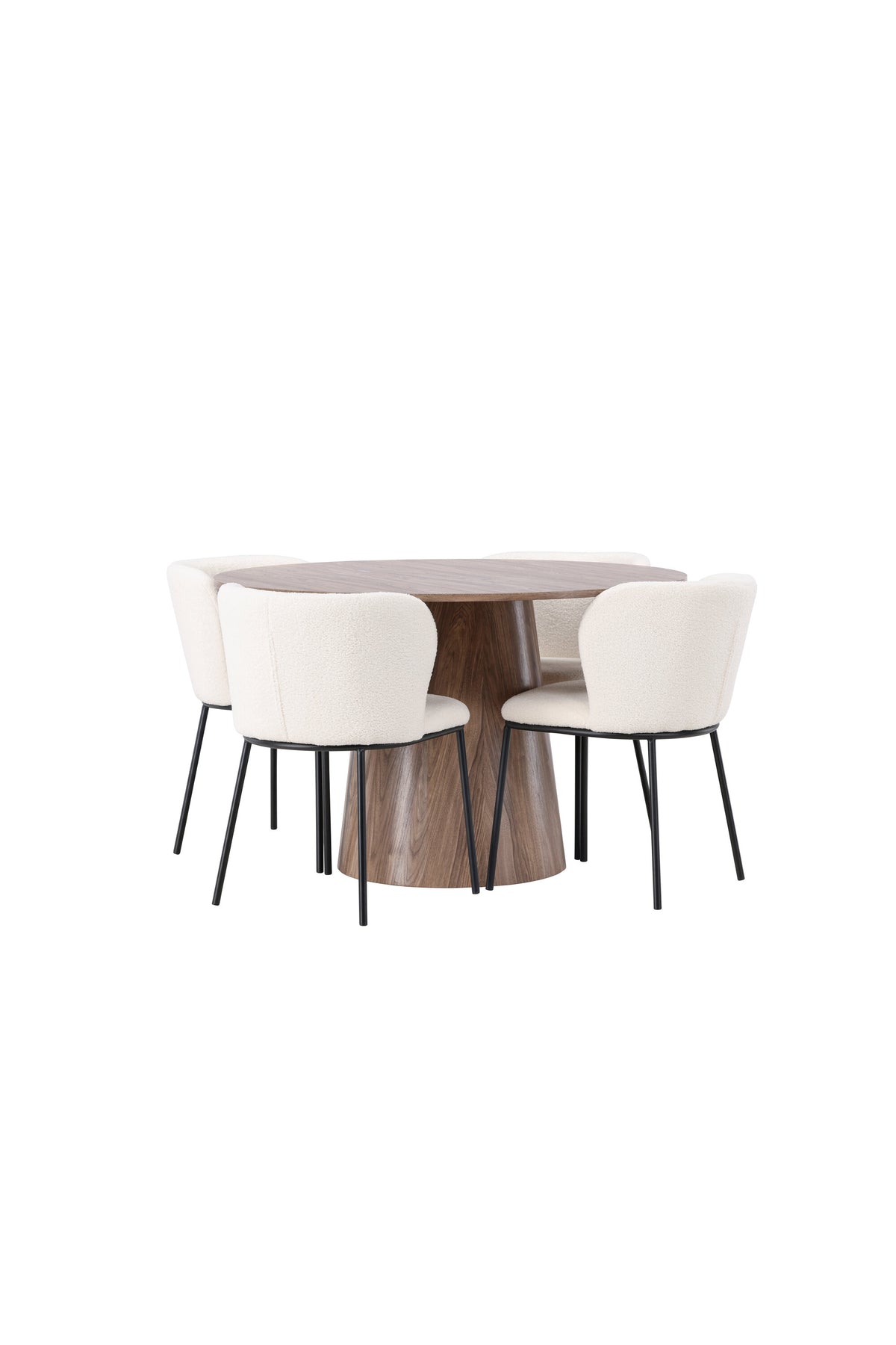 Lanzo Matbord med Edina Stolarna – Bord: ⌀120 Stol: 56x76x55
