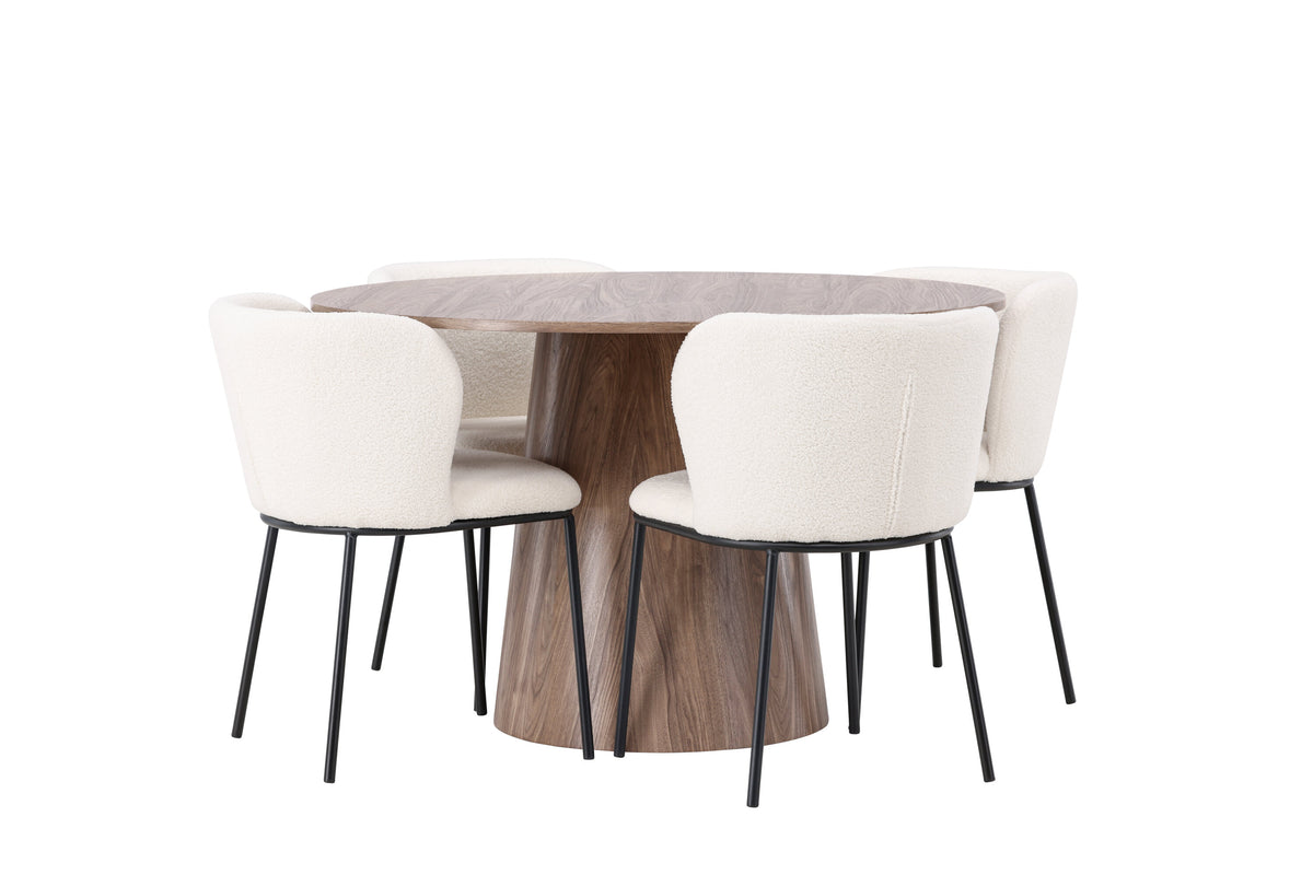 Lanzo Matbord med Edina Stolarna – Bord: ⌀120 Stol: 56x76x55