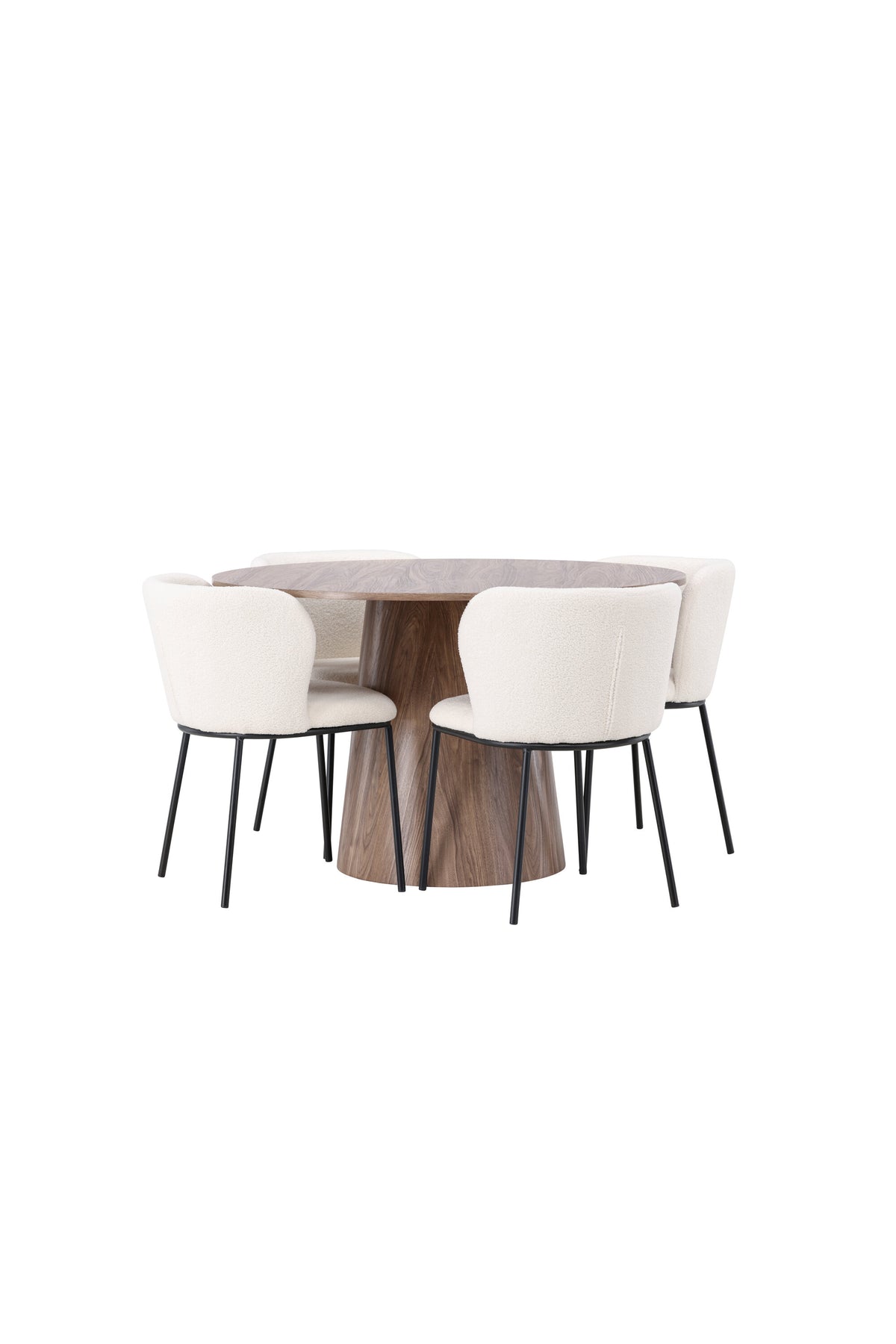Lanzo Matbord med Edina Stolarna – Bord: ⌀120 Stol: 56x76x55