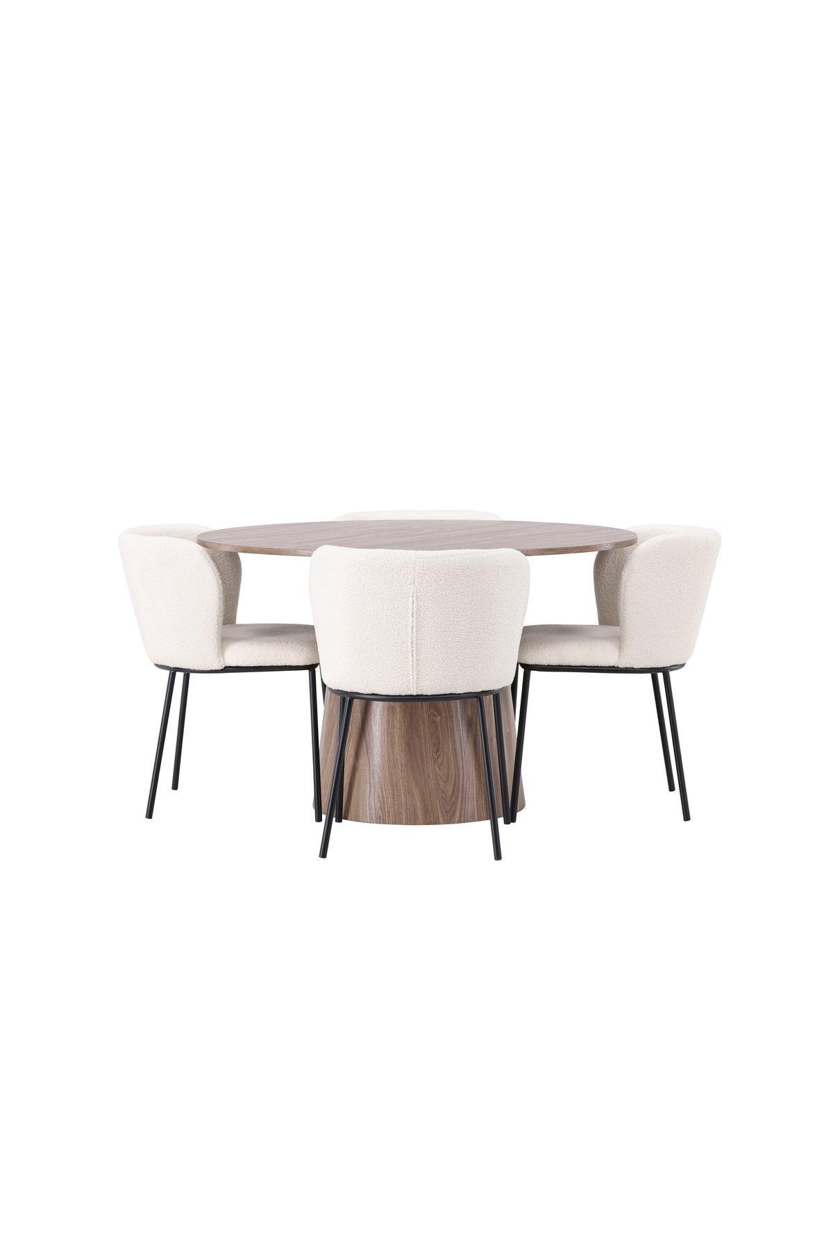 Lanzo Matbord med Edina Stolarna – Bord: ⌀120 Stol: 56x76x55