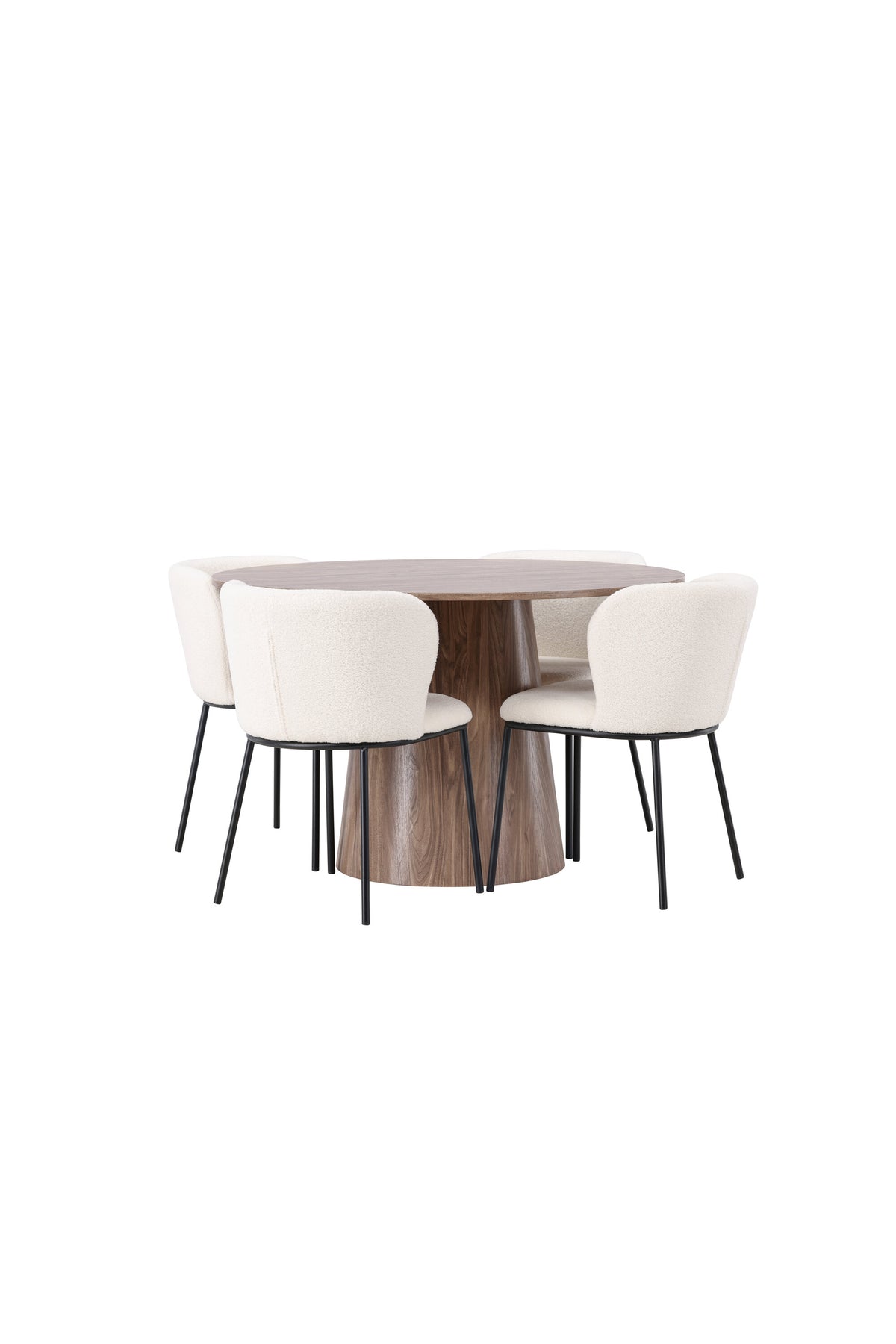 Lanzo Matbord med Edina Stolarna – Bord: ⌀120 Stol: 56x76x55