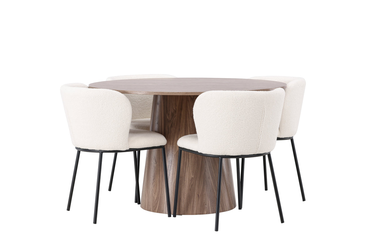 Lanzo Matbord med Edina Stolarna – Bord: ⌀120 Stol: 56x76x55