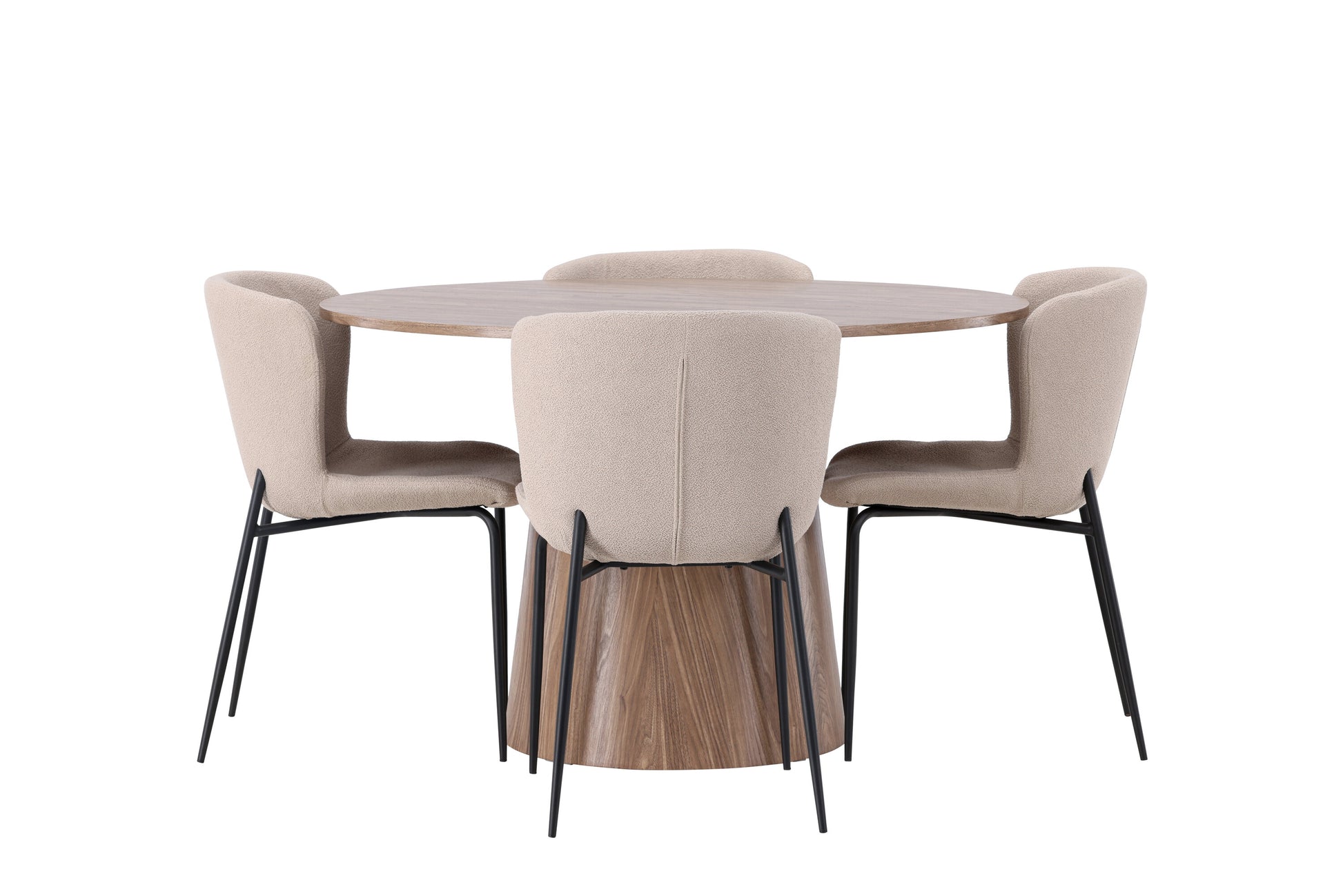 Lanzo Matbord med Modesto Stolarna – Bord: ⌀120 Stol: 54x79,5x48