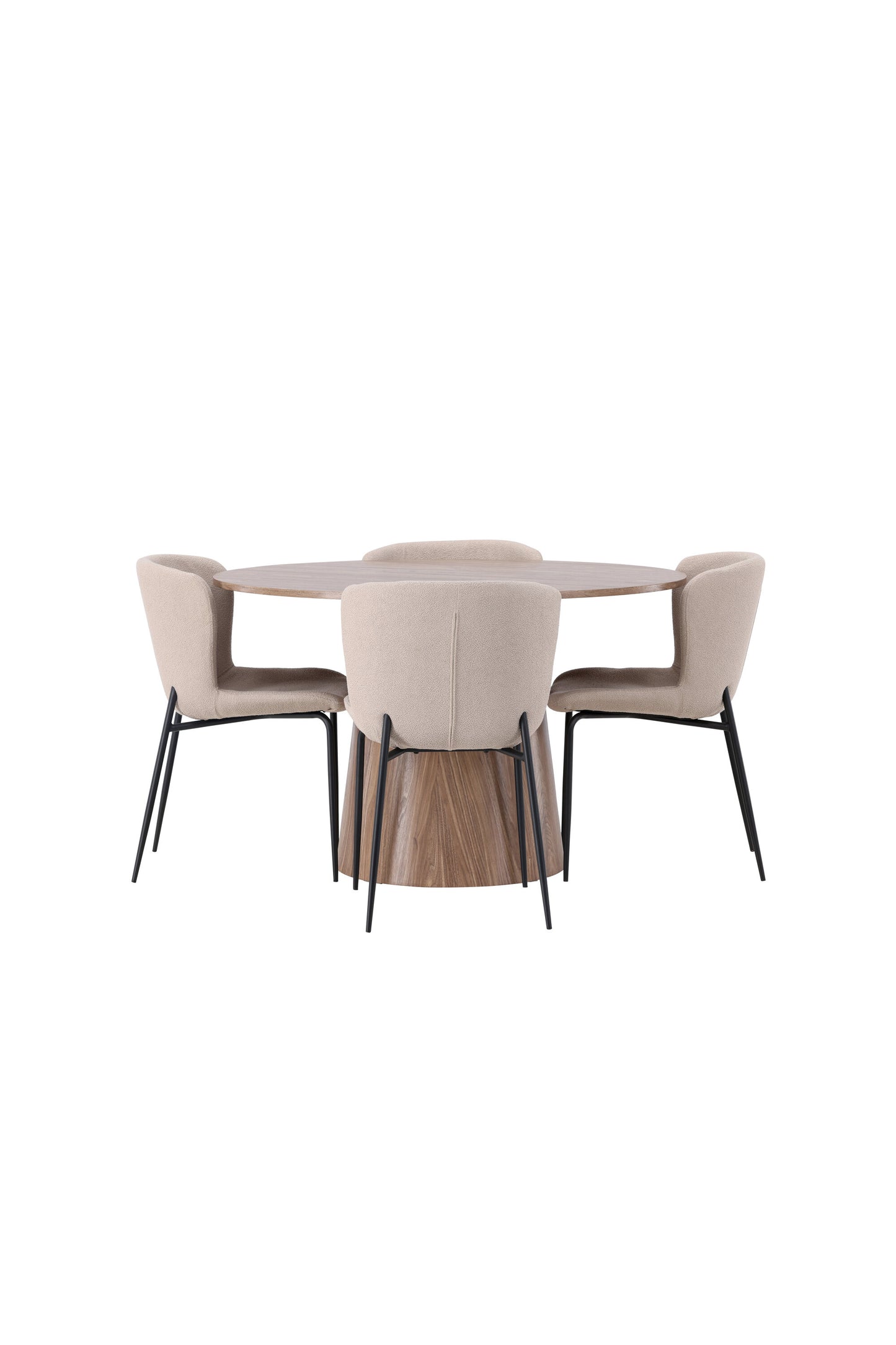 Lanzo Matbord med Modesto Stolarna – Bord: ⌀120 Stol: 54x79,5x48