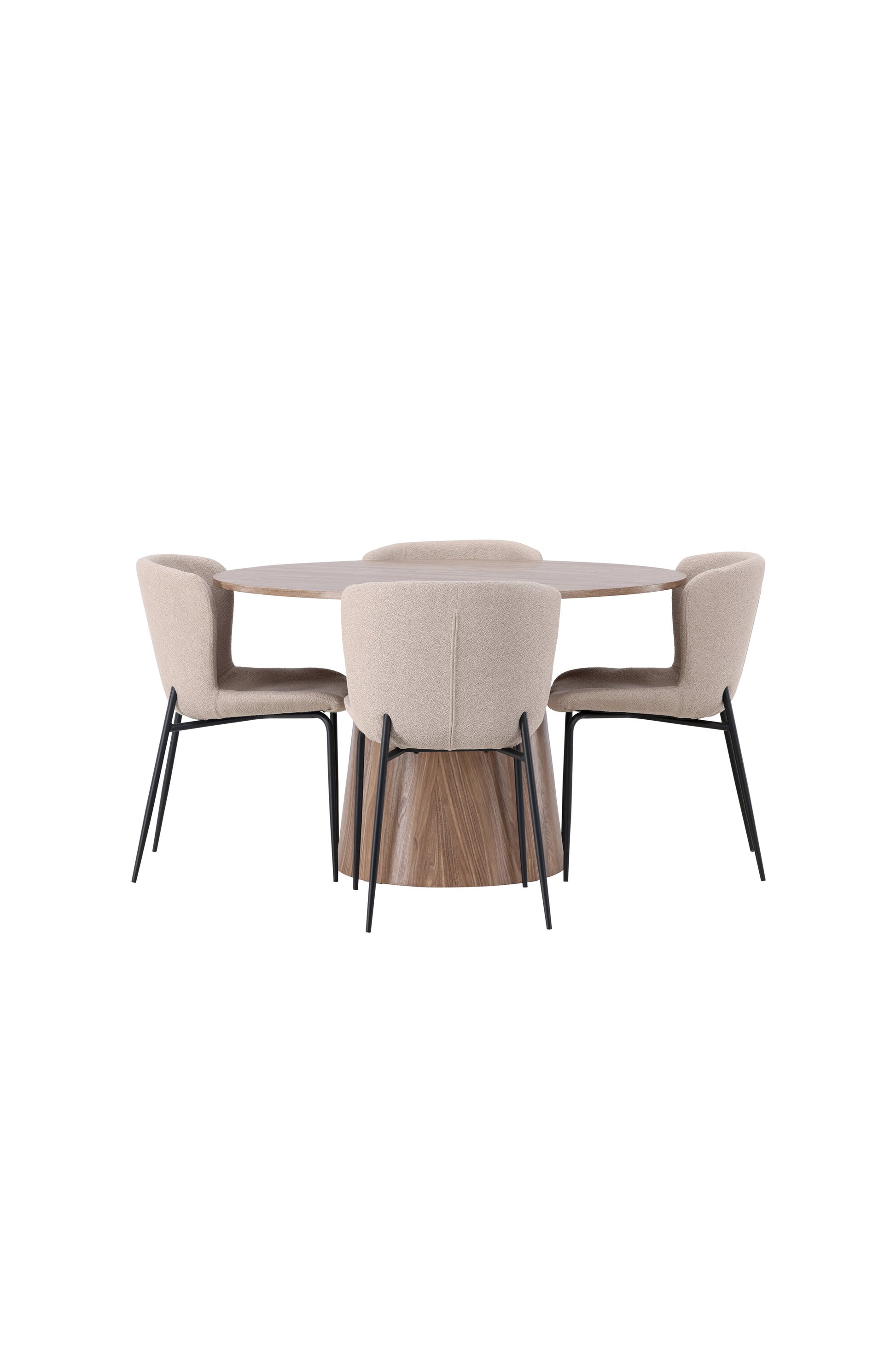 Lanzo Matbord med Modesto Stolarna – Bord: ⌀120 Stol: 54x79,5x48