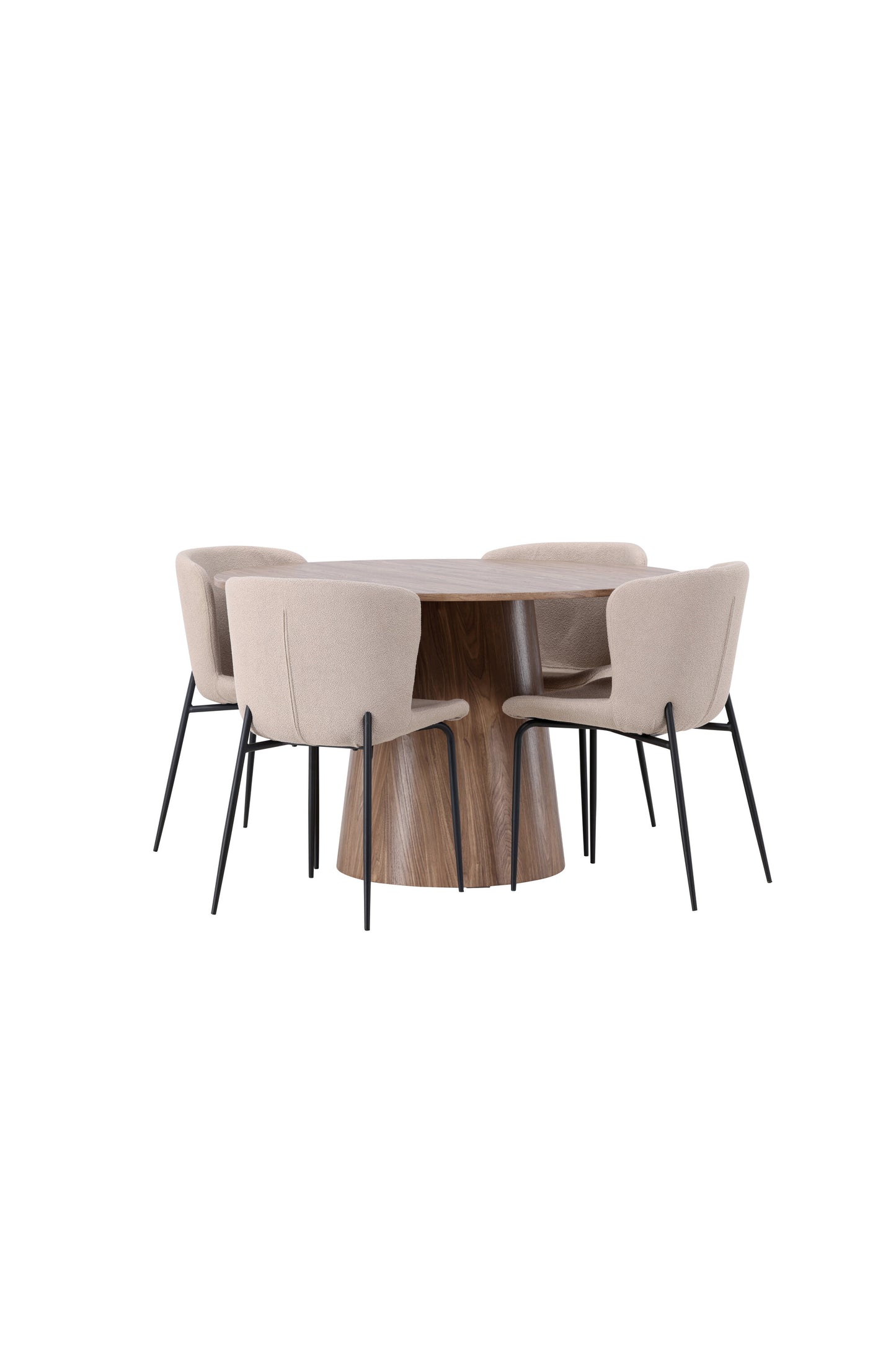 Lanzo Matbord med Modesto Stolarna – Bord: ⌀120 Stol: 54x79,5x48