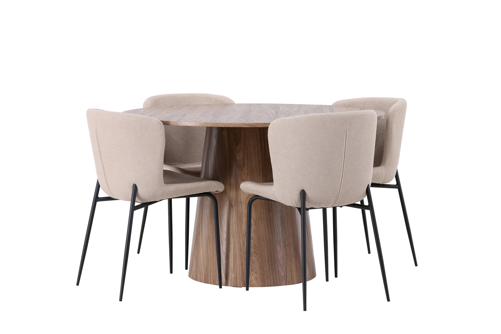 Lanzo Matbord med Modesto Stolarna – Bord: ⌀120 Stol: 54x79,5x48