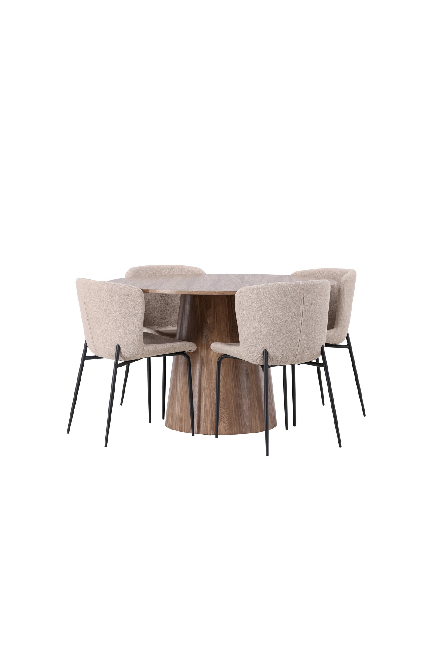 Lanzo Matbord med Modesto Stolarna – Bord: ⌀120 Stol: 54x79,5x48