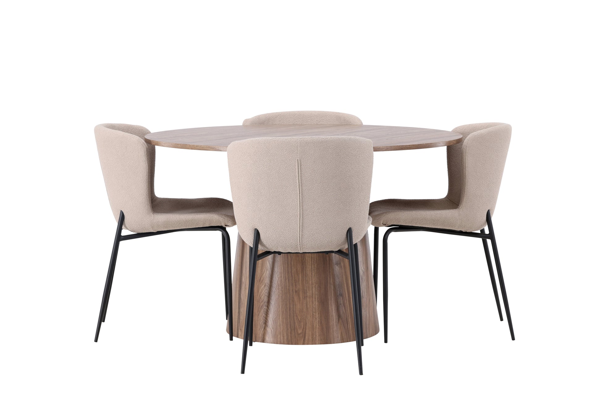 Lanzo Matbord med Modesto Stolarna – Bord: ⌀120 Stol: 54x79,5x48