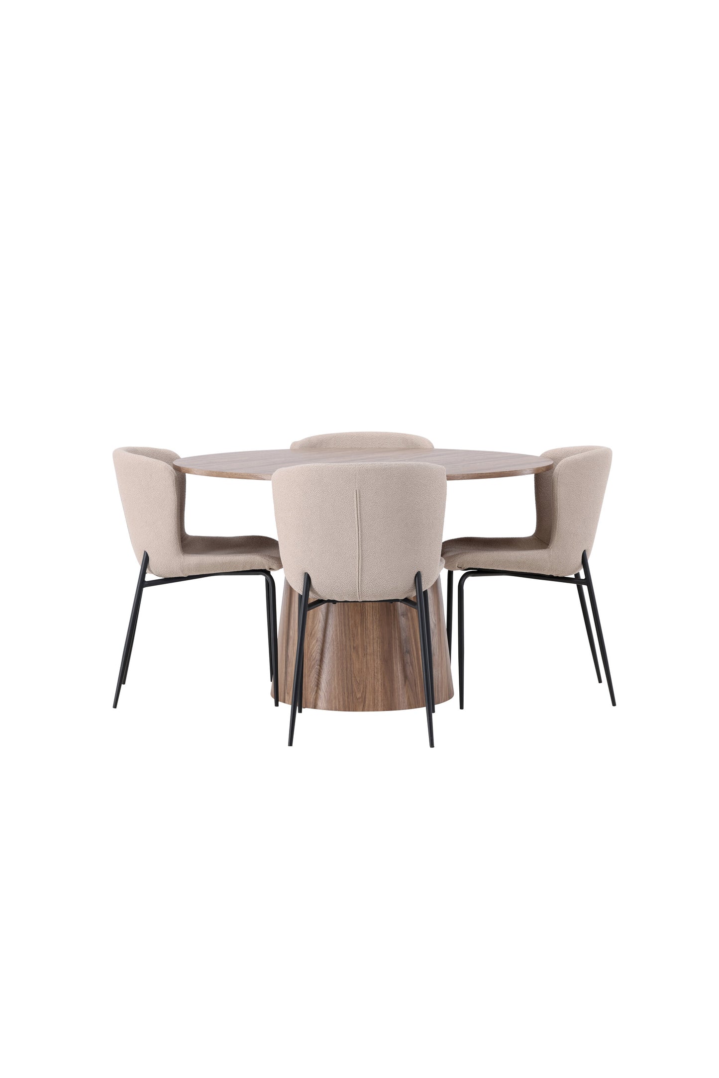 Lanzo Matbord med Modesto Stolarna – Bord: ⌀120 Stol: 54x79,5x48