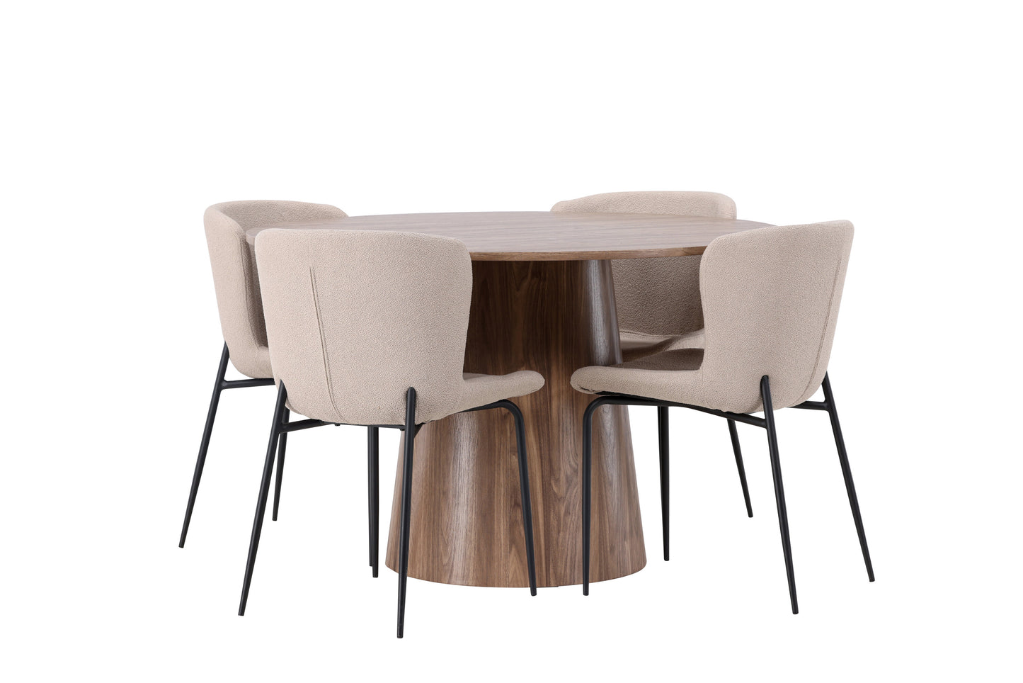 Lanzo Matbord med Modesto Stolarna – Bord: ⌀120 Stol: 54x79,5x48