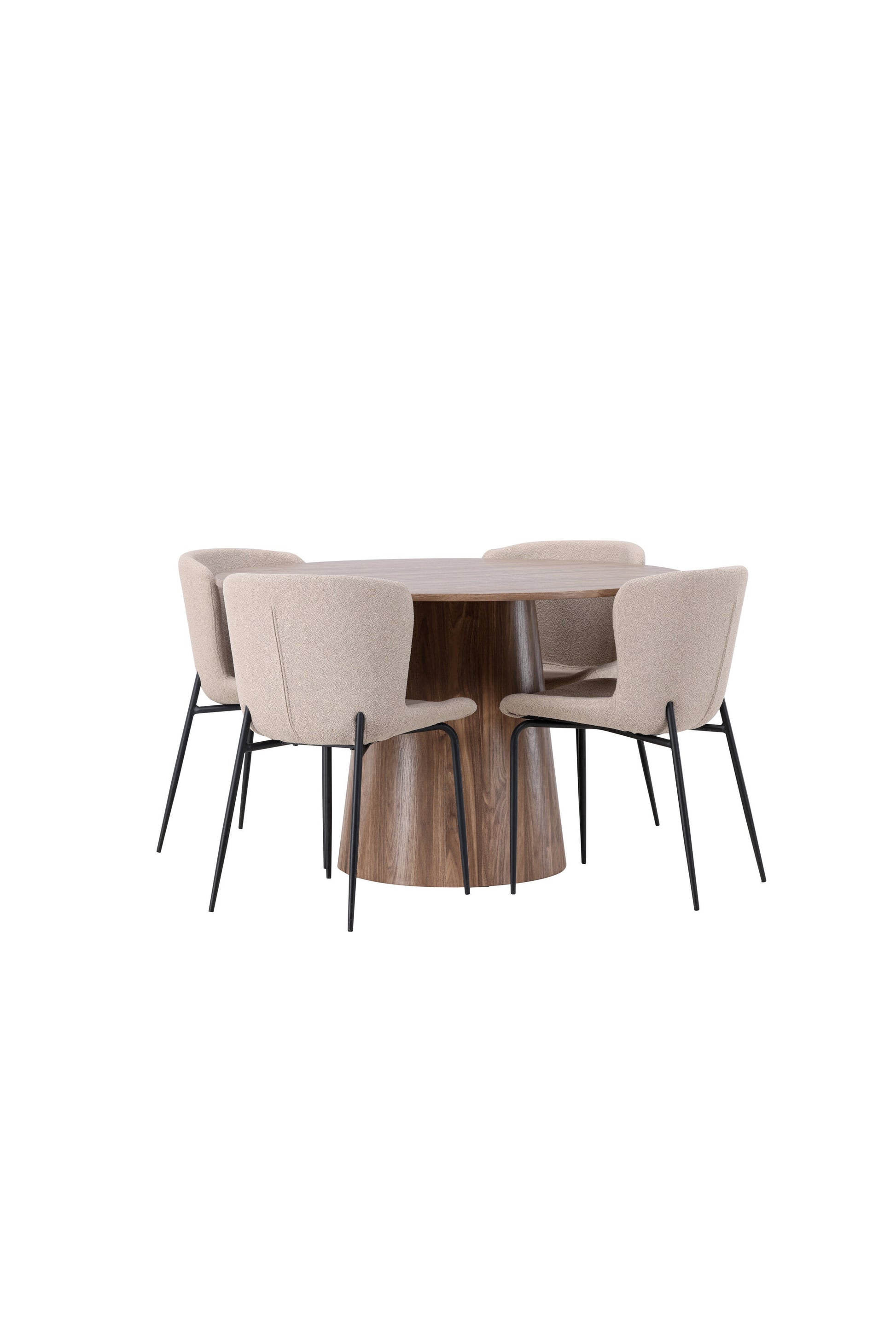 Lanzo Matbord med Modesto Stolarna – Bord: ⌀120 Stol: 54x79,5x48