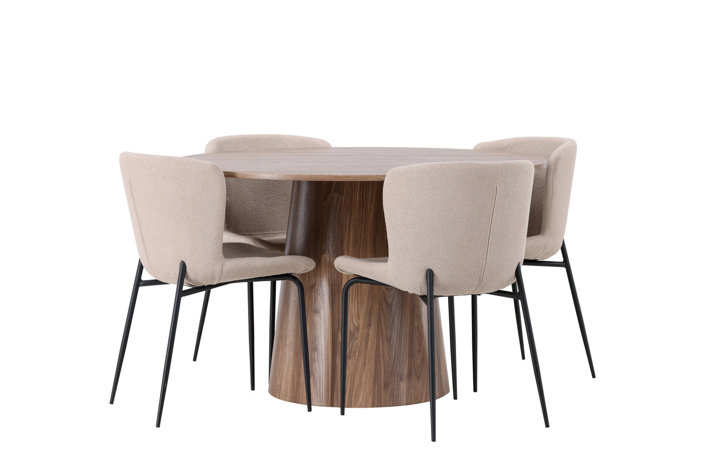 Lanzo Matbord med Modesto Stolarna – Bord: ⌀120 Stol: 54x79,5x48