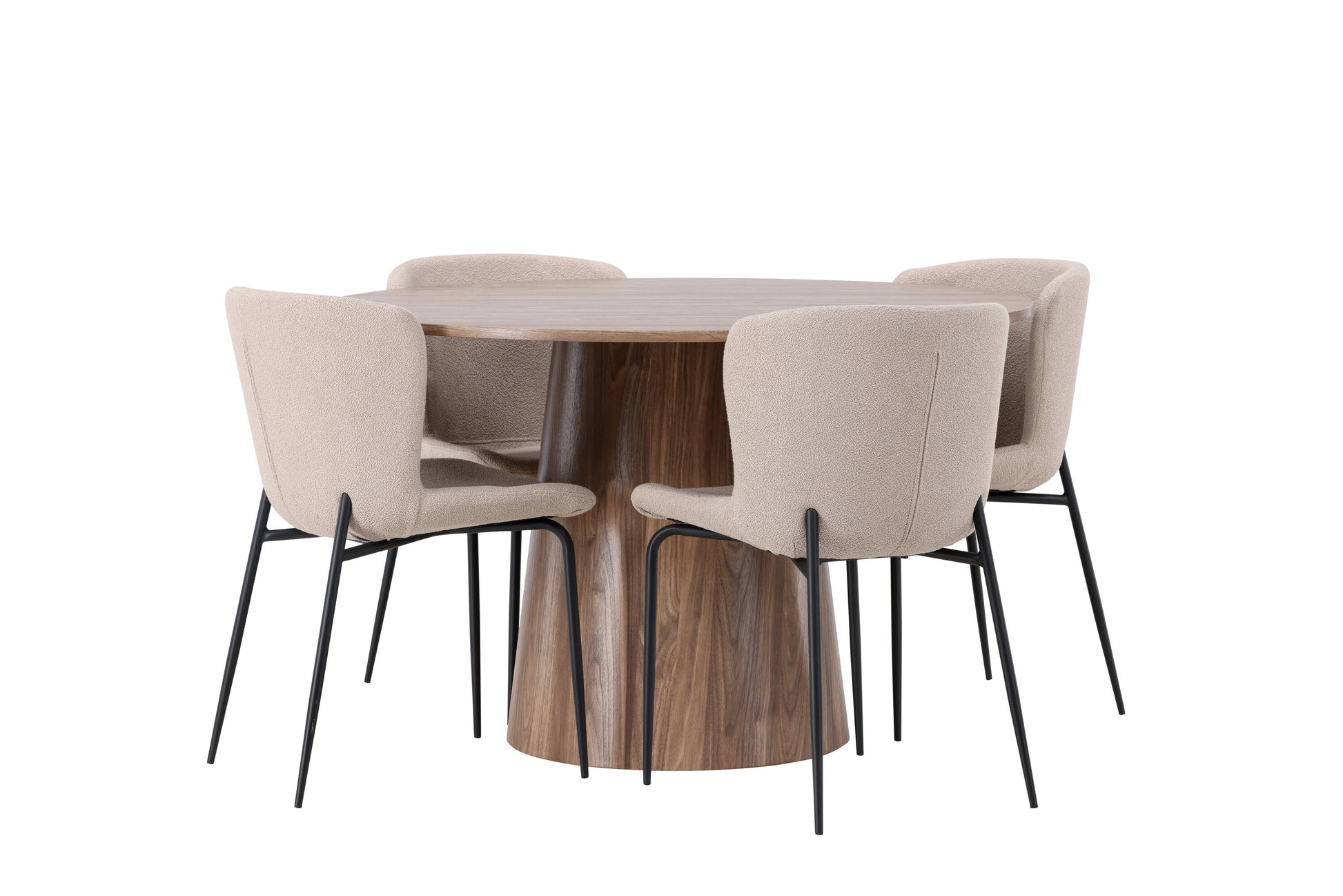 Lanzo Matbord med Modesto Stolarna – Bord: ⌀120 Stol: 54x79,5x48