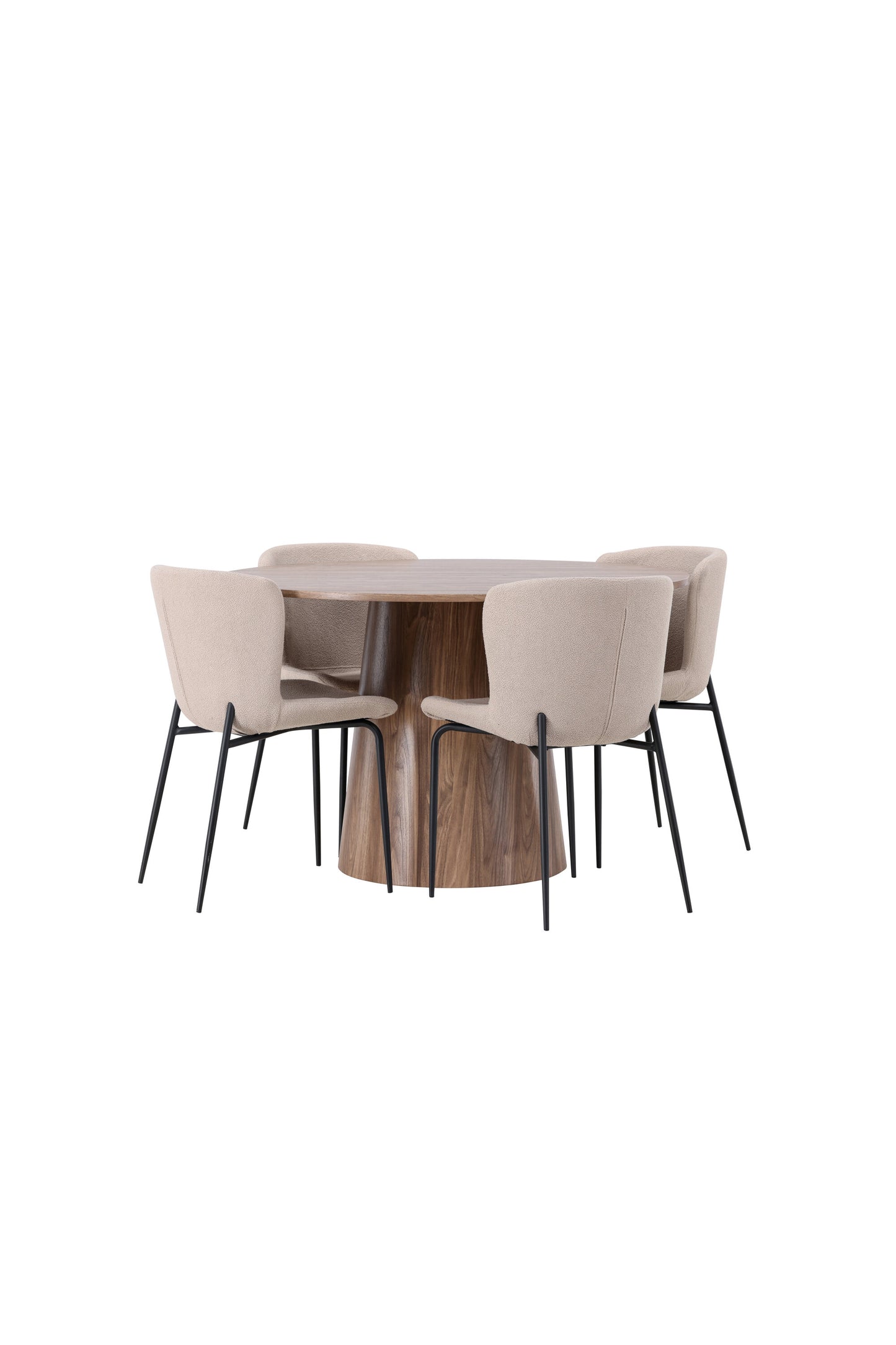 Lanzo Matbord med Modesto Stolarna – Bord: ⌀120 Stol: 54x79,5x48