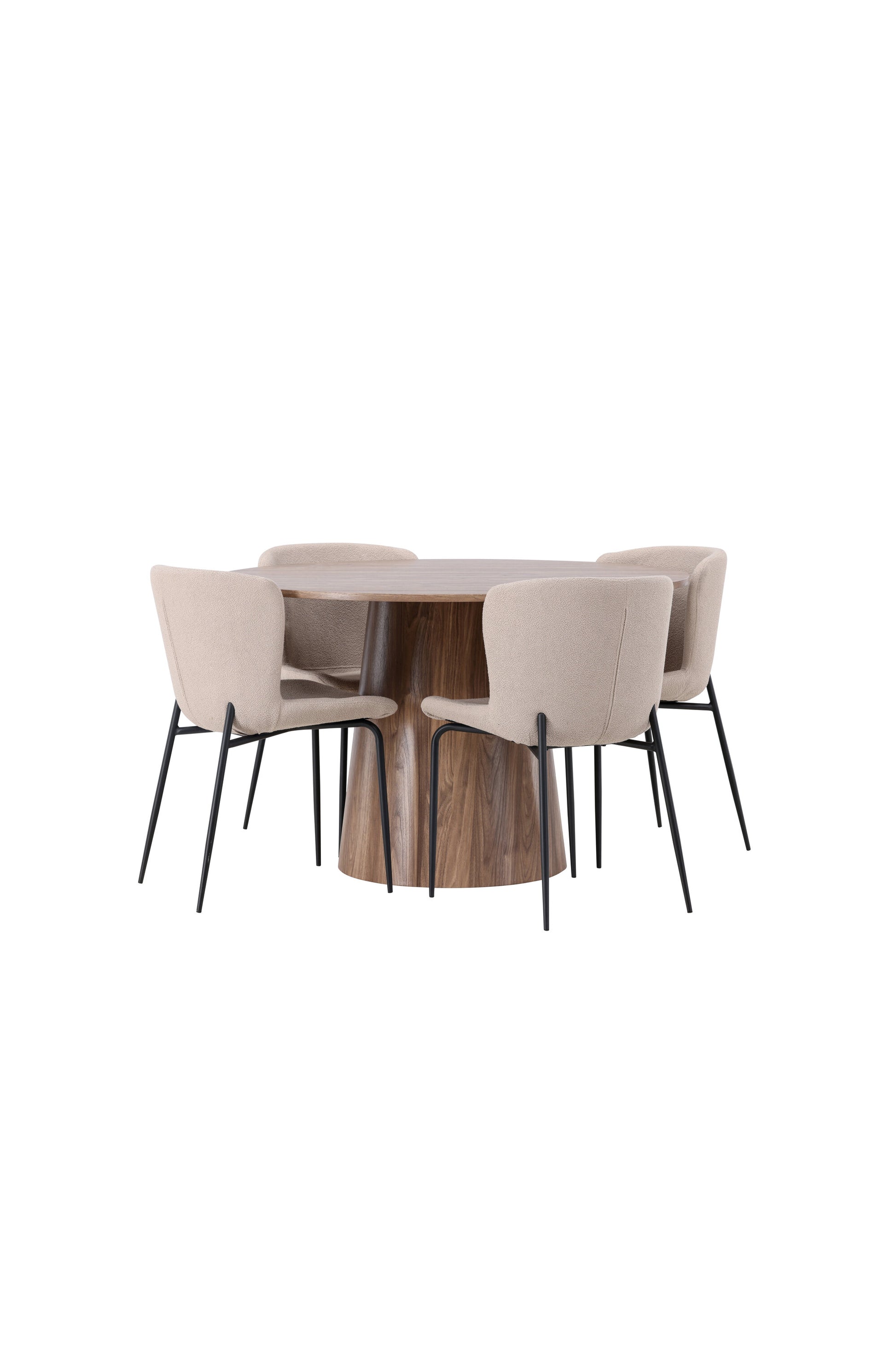 Lanzo Matbord med Modesto Stolarna – Bord: ⌀120 Stol: 54x79,5x48