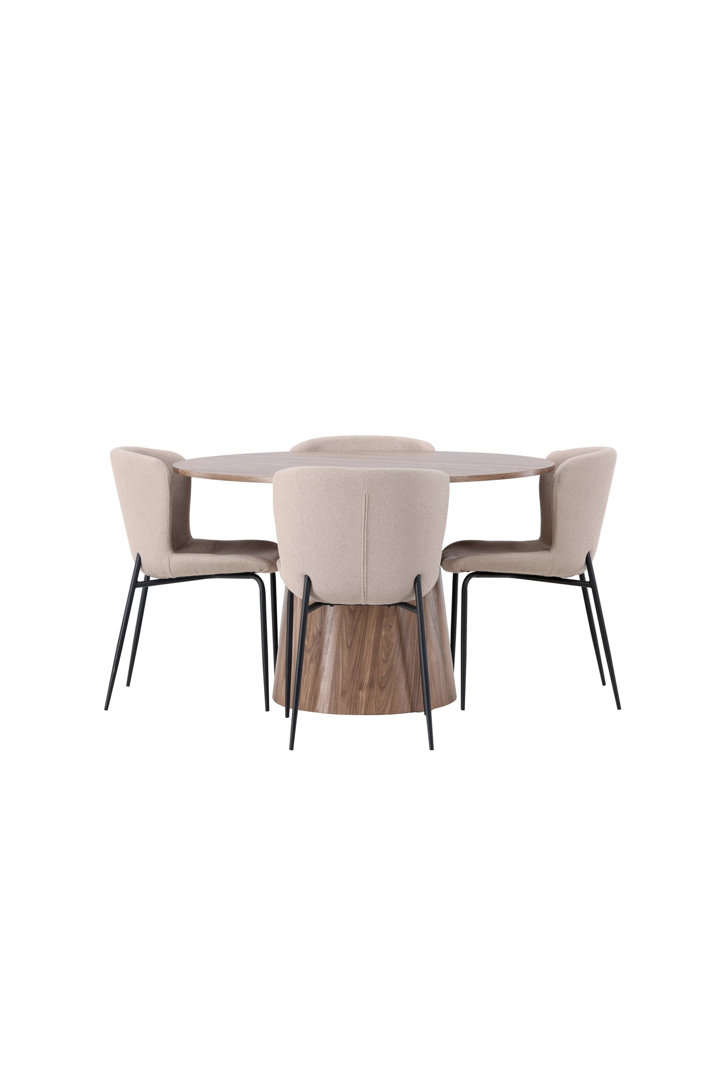 Lanzo Matbord med Modesto Stolarna – Bord: ⌀120 Stol: 54x79,5x48