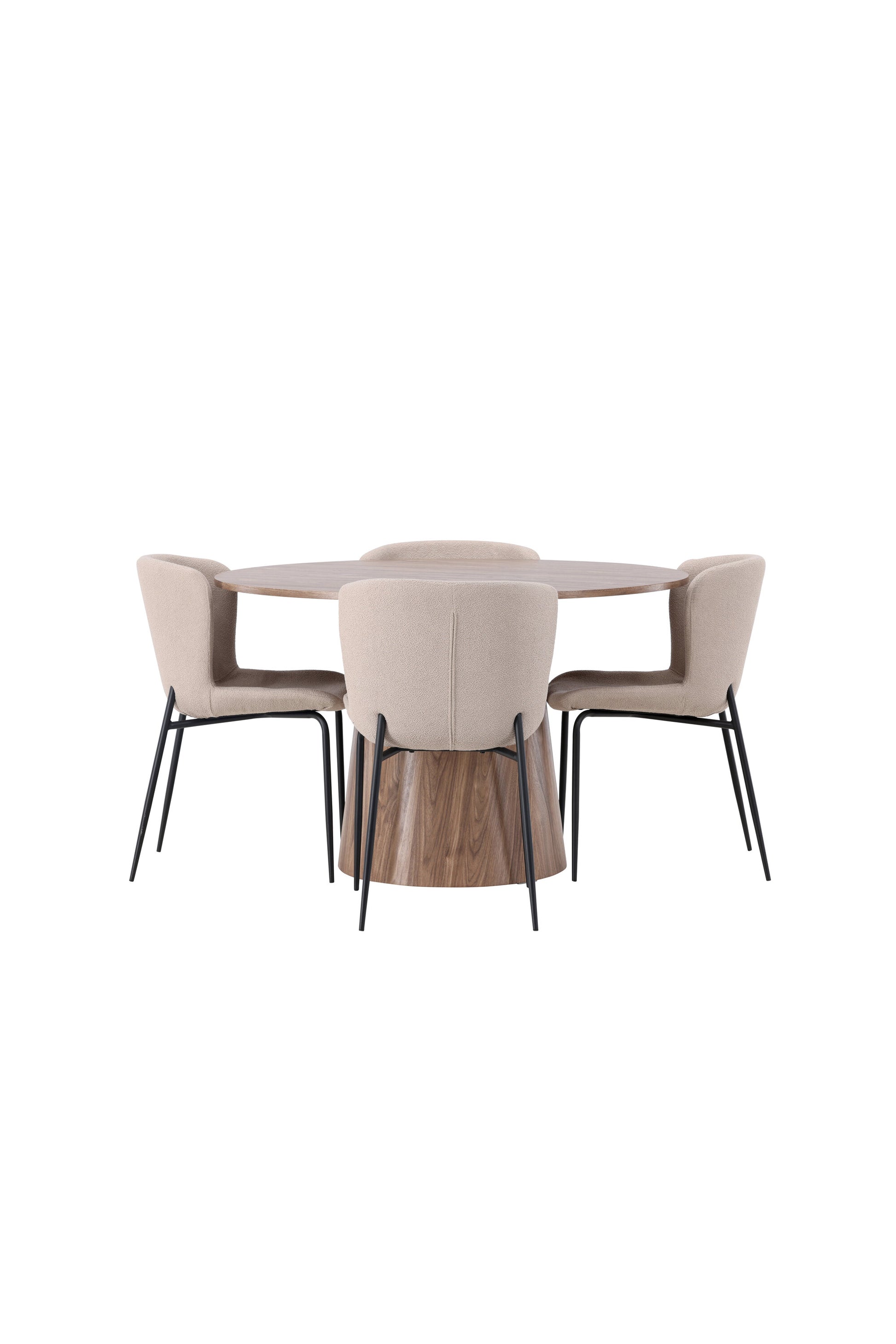 Lanzo Matbord med Modesto Stolarna – Bord: ⌀120 Stol: 54x79,5x48