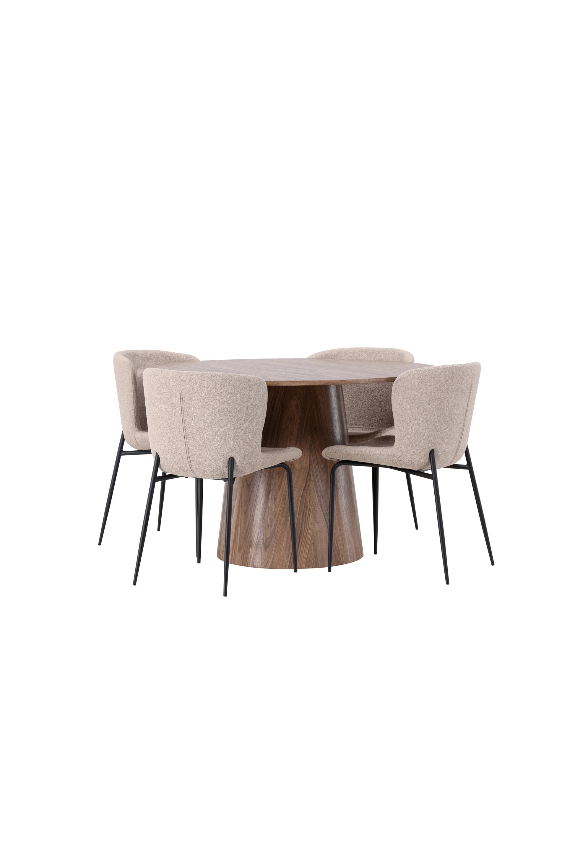 Lanzo Matbord med Modesto Stolarna – Bord: ⌀120 Stol: 54x79,5x48