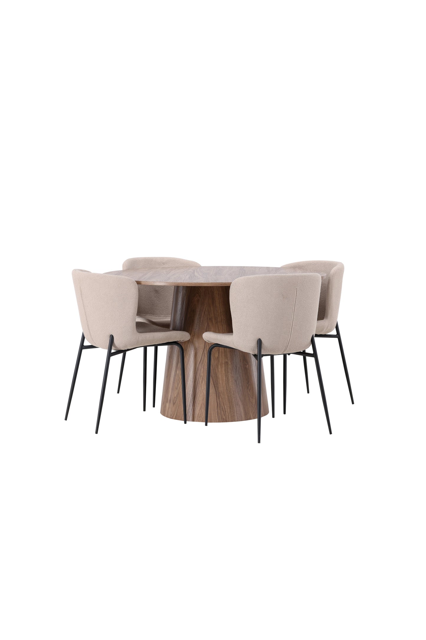 Lanzo Matbord med Modesto Stolarna – Bord: ⌀120 Stol: 54x79,5x48