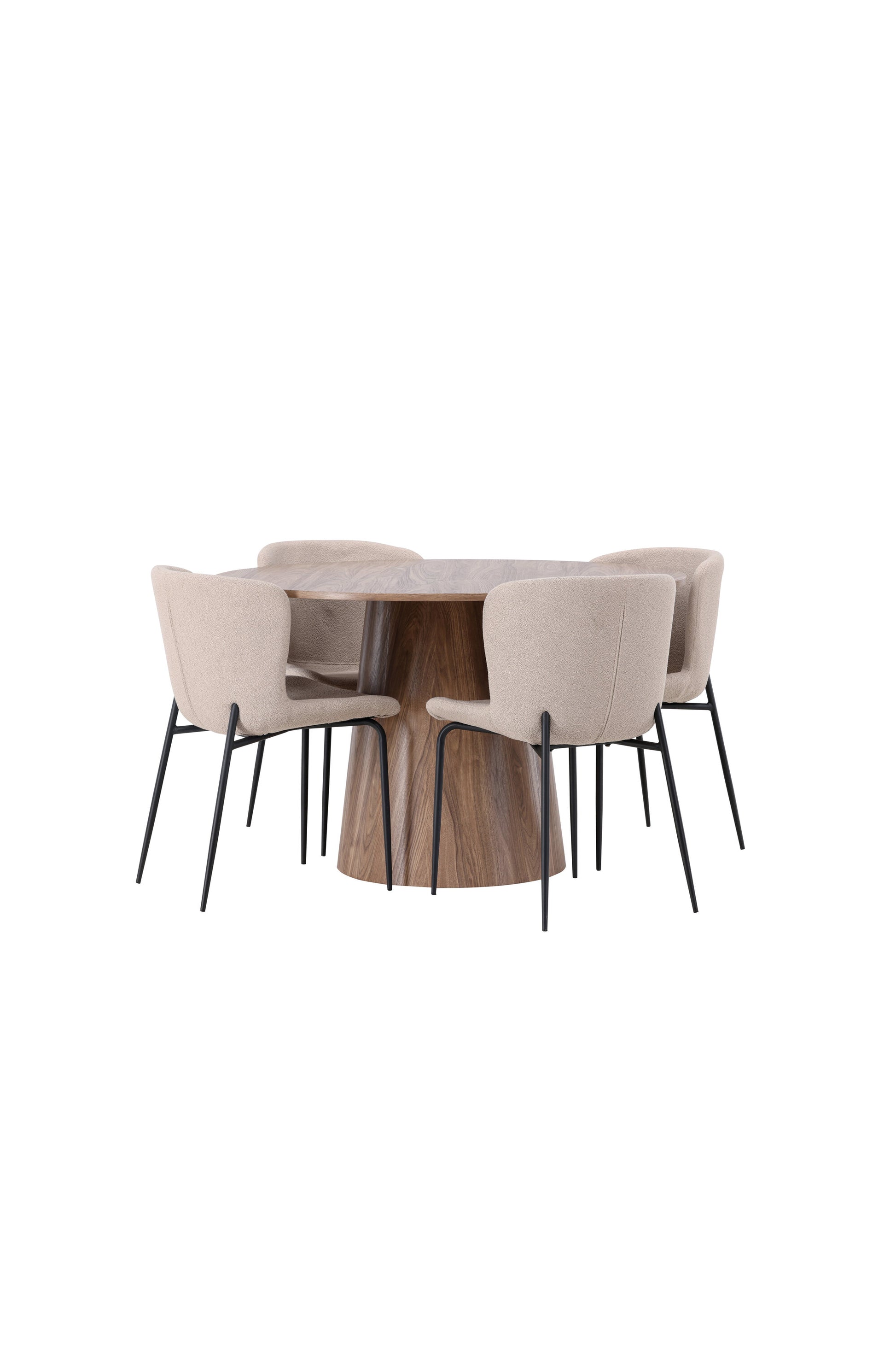 Lanzo Matbord med Modesto Stolarna – Bord: ⌀120 Stol: 54x79,5x48