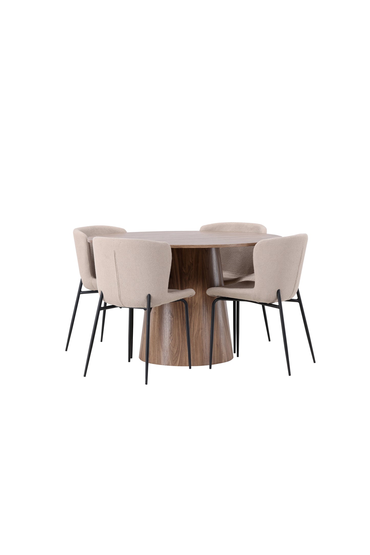 Lanzo Matbord med Modesto Stolarna – Bord: ⌀120 Stol: 54x79,5x48