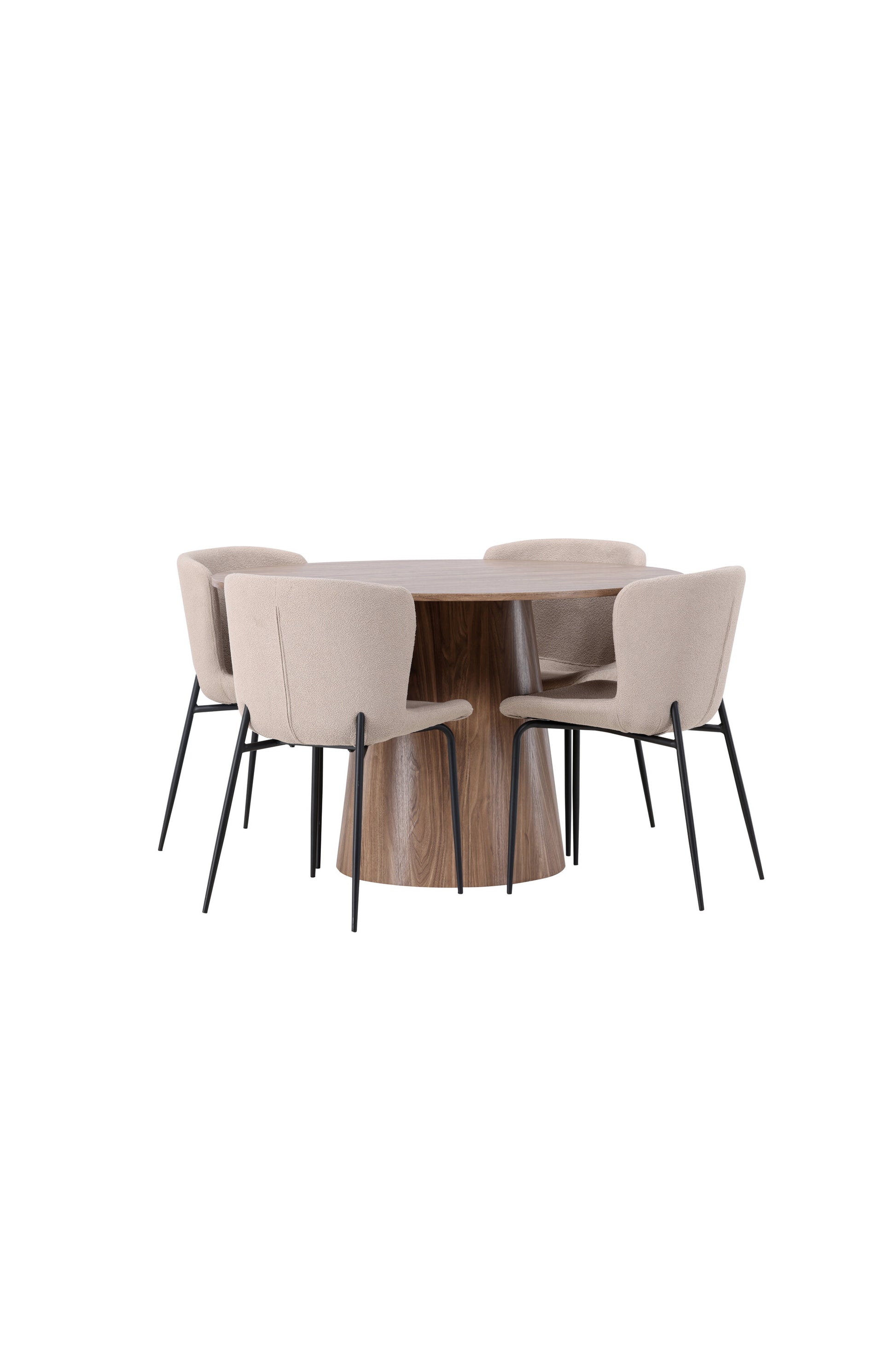 Lanzo Matbord med Modesto Stolarna – Bord: ⌀120 Stol: 54x79,5x48