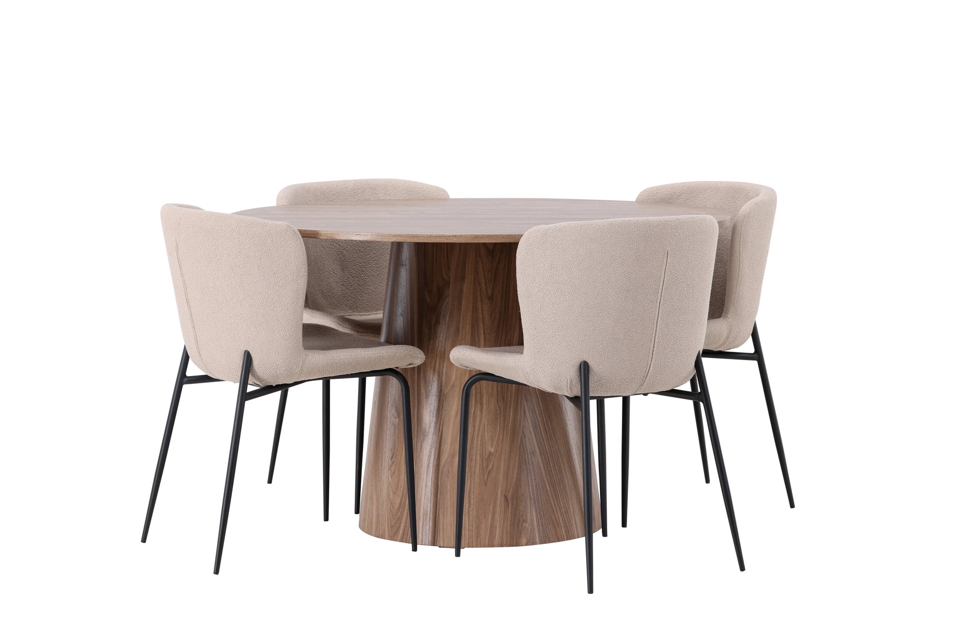 Lanzo Matbord med Modesto Stolarna – Bord: ⌀120 Stol: 54x79,5x48