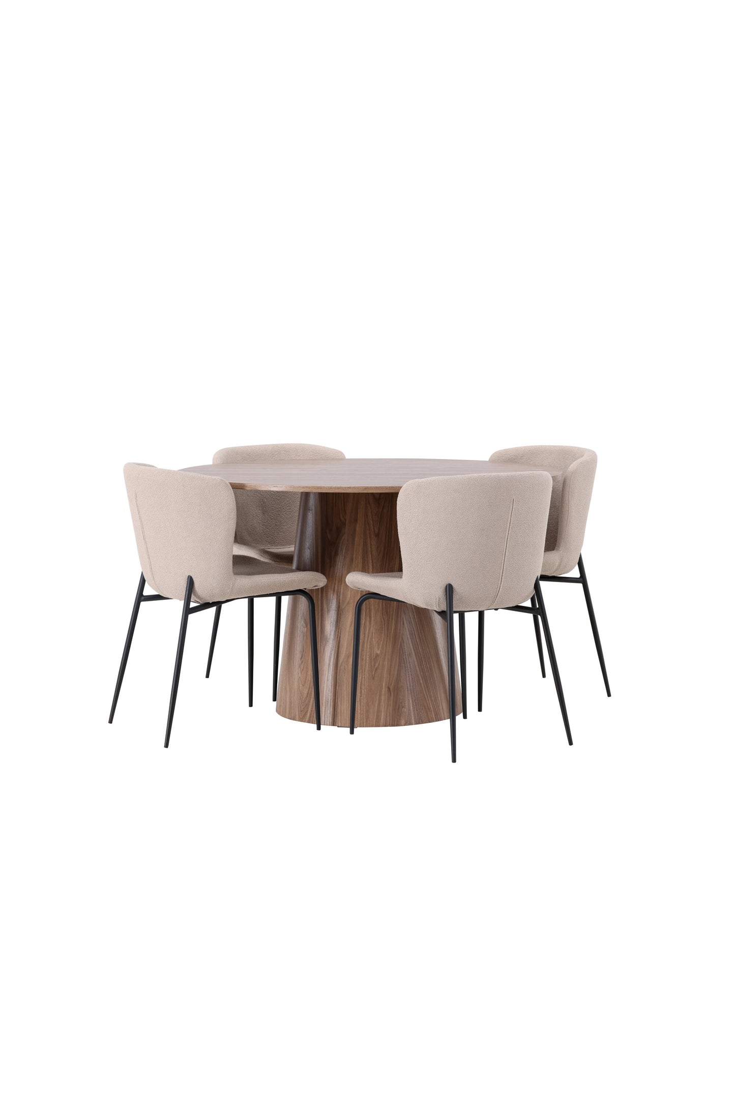 Lanzo Matbord med Modesto Stolarna – Bord: ⌀120 Stol: 54x79,5x48