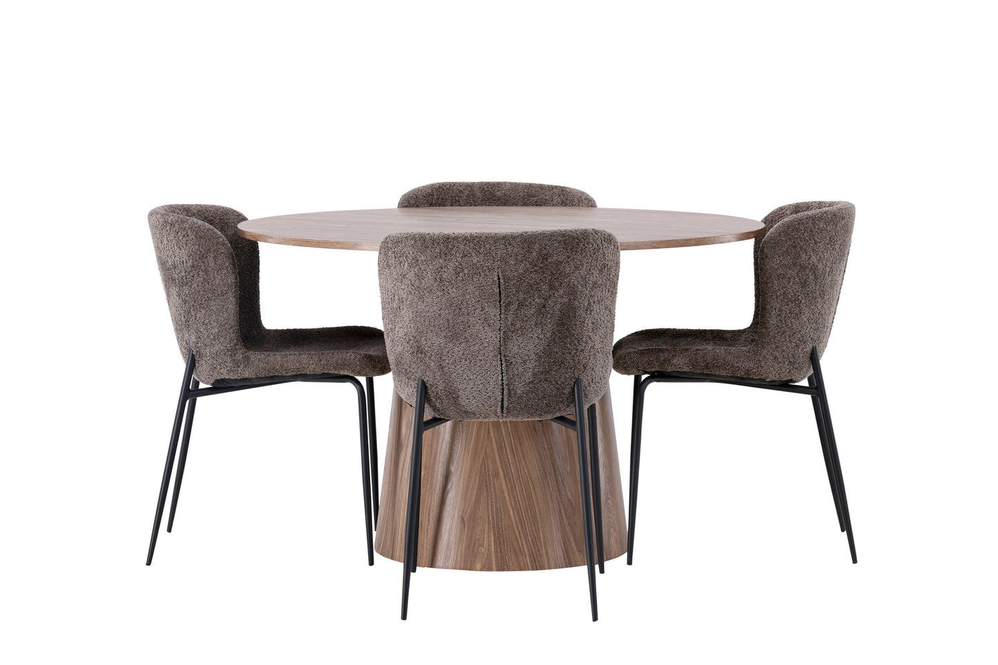 Lanzo Matbord med Modesto Stolarna – Bord: ⌀120 Stol: 54x79,5x48