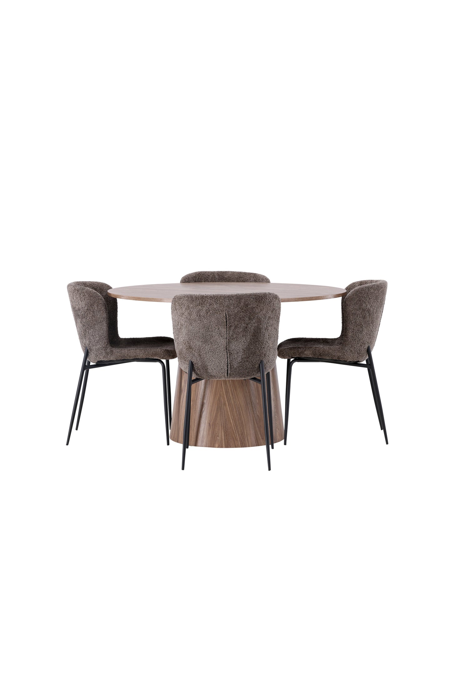 Lanzo Matbord med Modesto Stolarna – Bord: ⌀120 Stol: 54x79,5x48