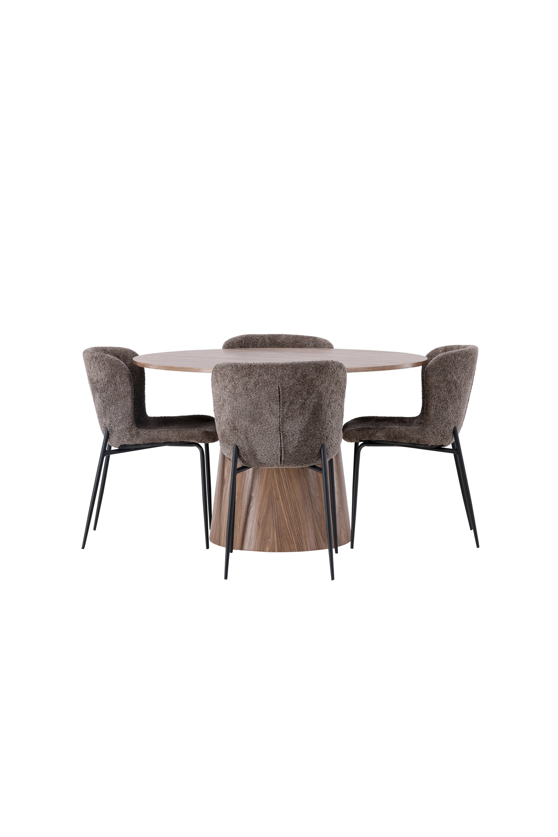 Lanzo Matbord med Modesto Stolarna – Bord: ⌀120 Stol: 54x79,5x48