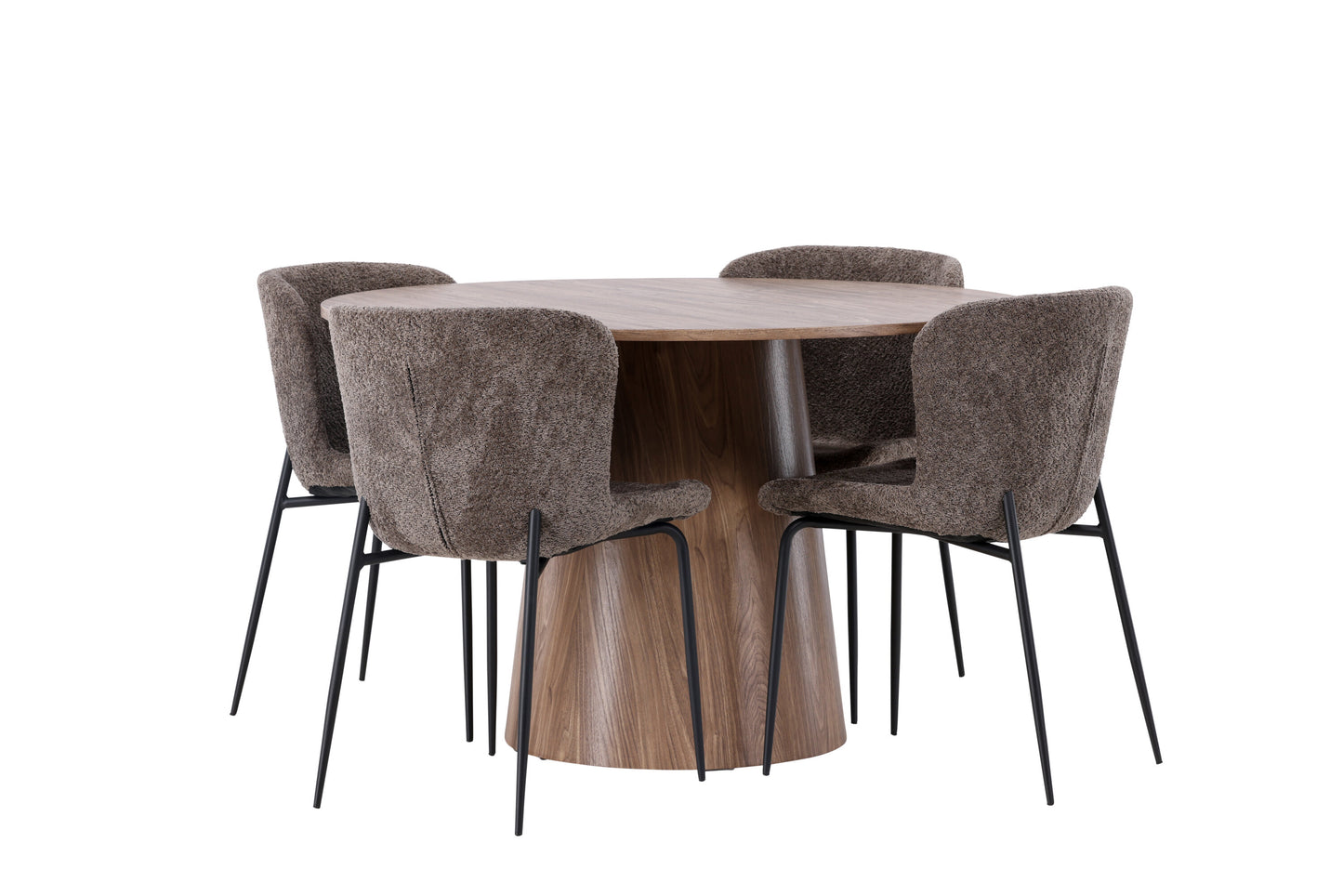 Lanzo Matbord med Modesto Stolarna – Bord: ⌀120 Stol: 54x79,5x48