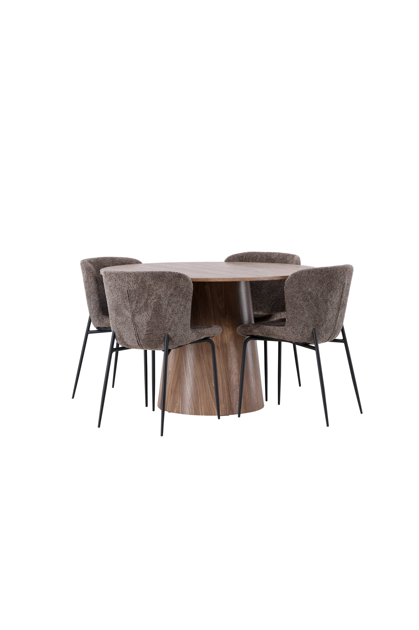 Lanzo Matbord med Modesto Stolarna – Bord: ⌀120 Stol: 54x79,5x48