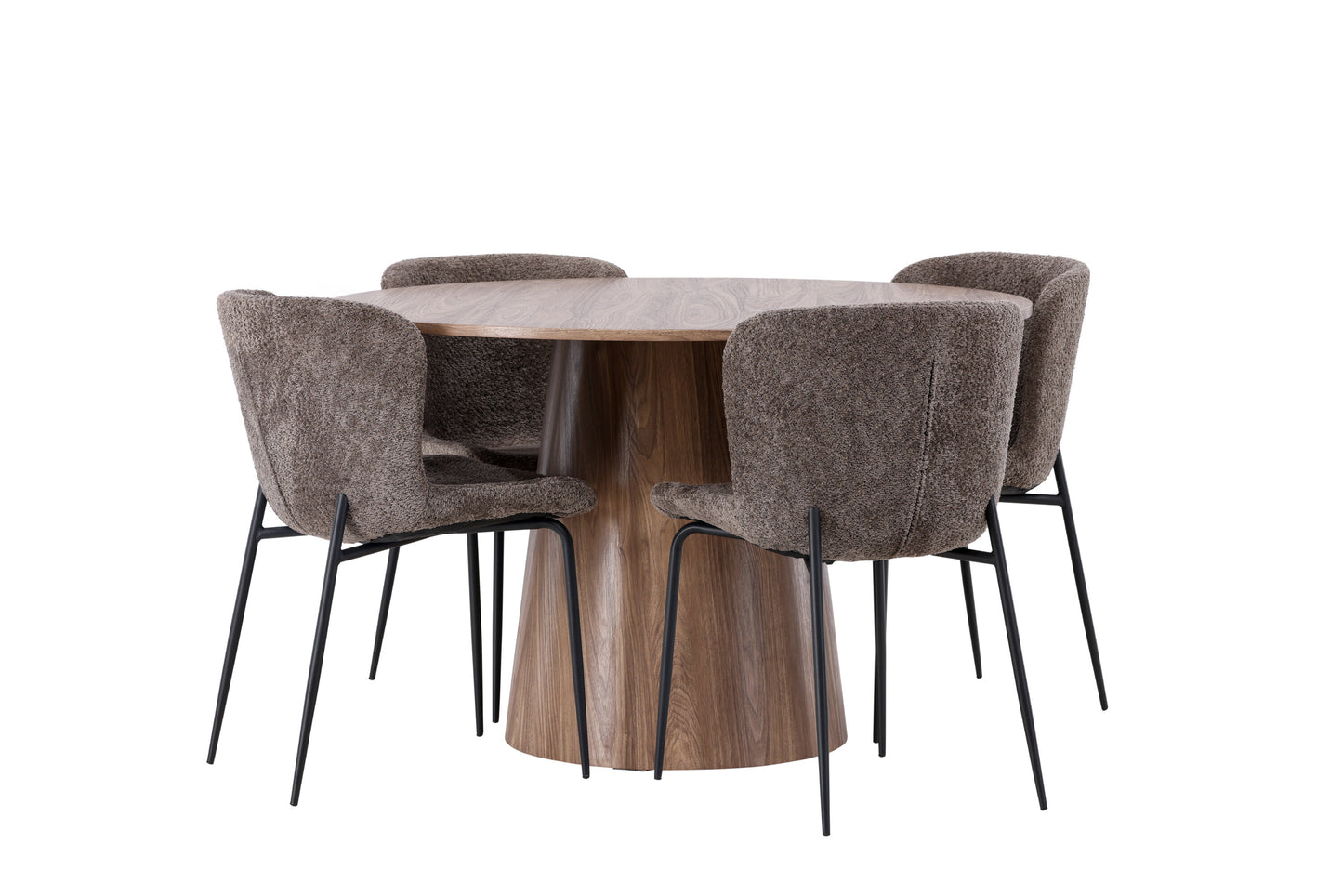 Lanzo Matbord med Modesto Stolarna – Bord: ⌀120 Stol: 54x79,5x48