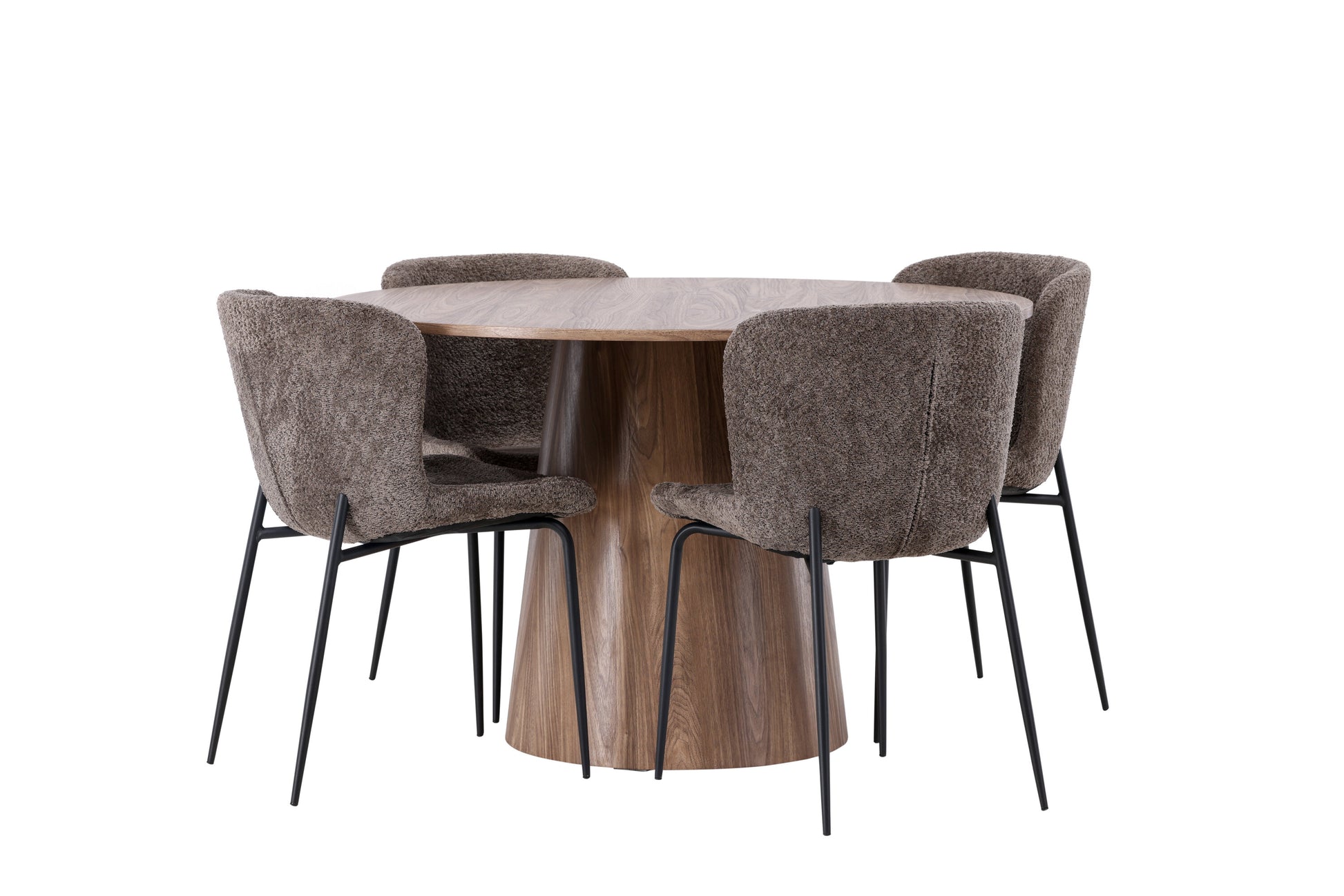 Lanzo Matbord med Modesto Stolarna – Bord: ⌀120 Stol: 54x79,5x48