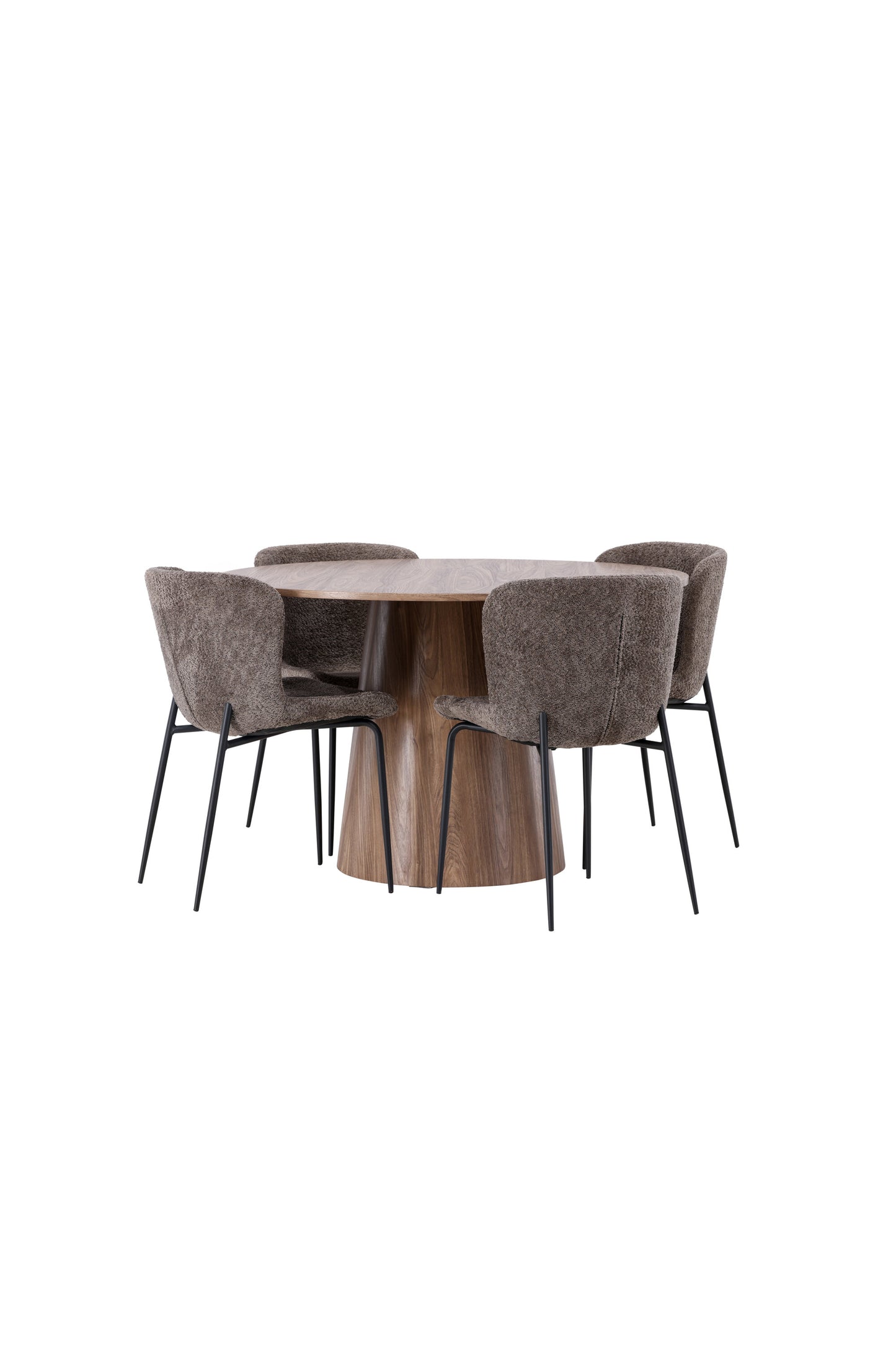 Lanzo Matbord med Modesto Stolarna – Bord: ⌀120 Stol: 54x79,5x48