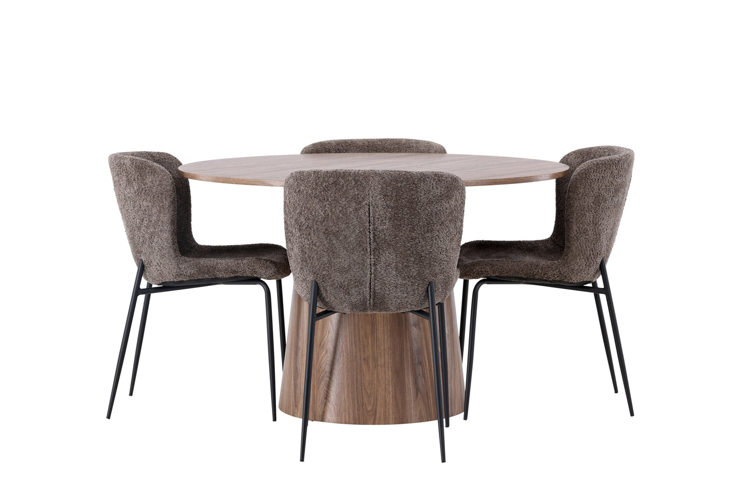 Lanzo Matbord med Modesto Stolarna – Bord: ⌀120 Stol: 54x79,5x48