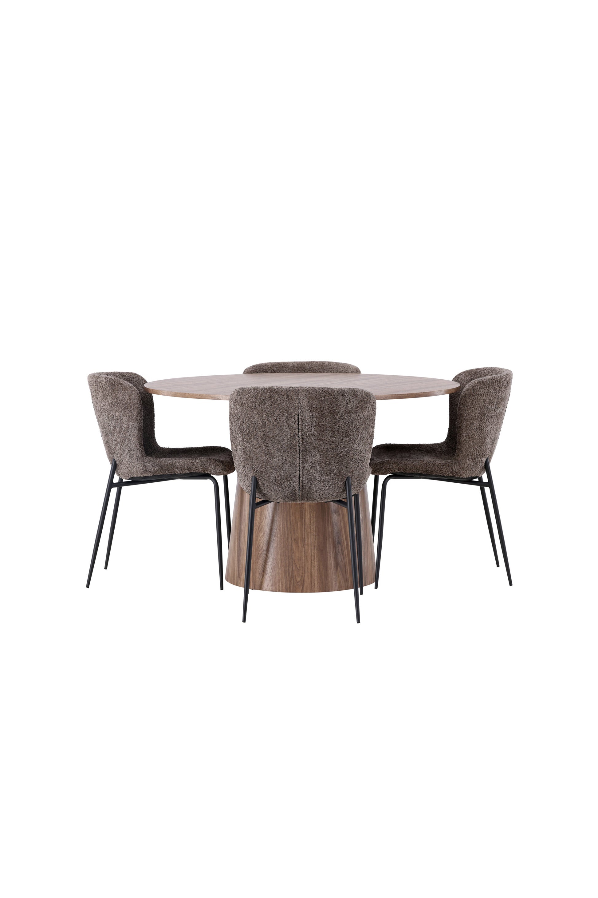 Lanzo Matbord med Modesto Stolarna – Bord: ⌀120 Stol: 54x79,5x48
