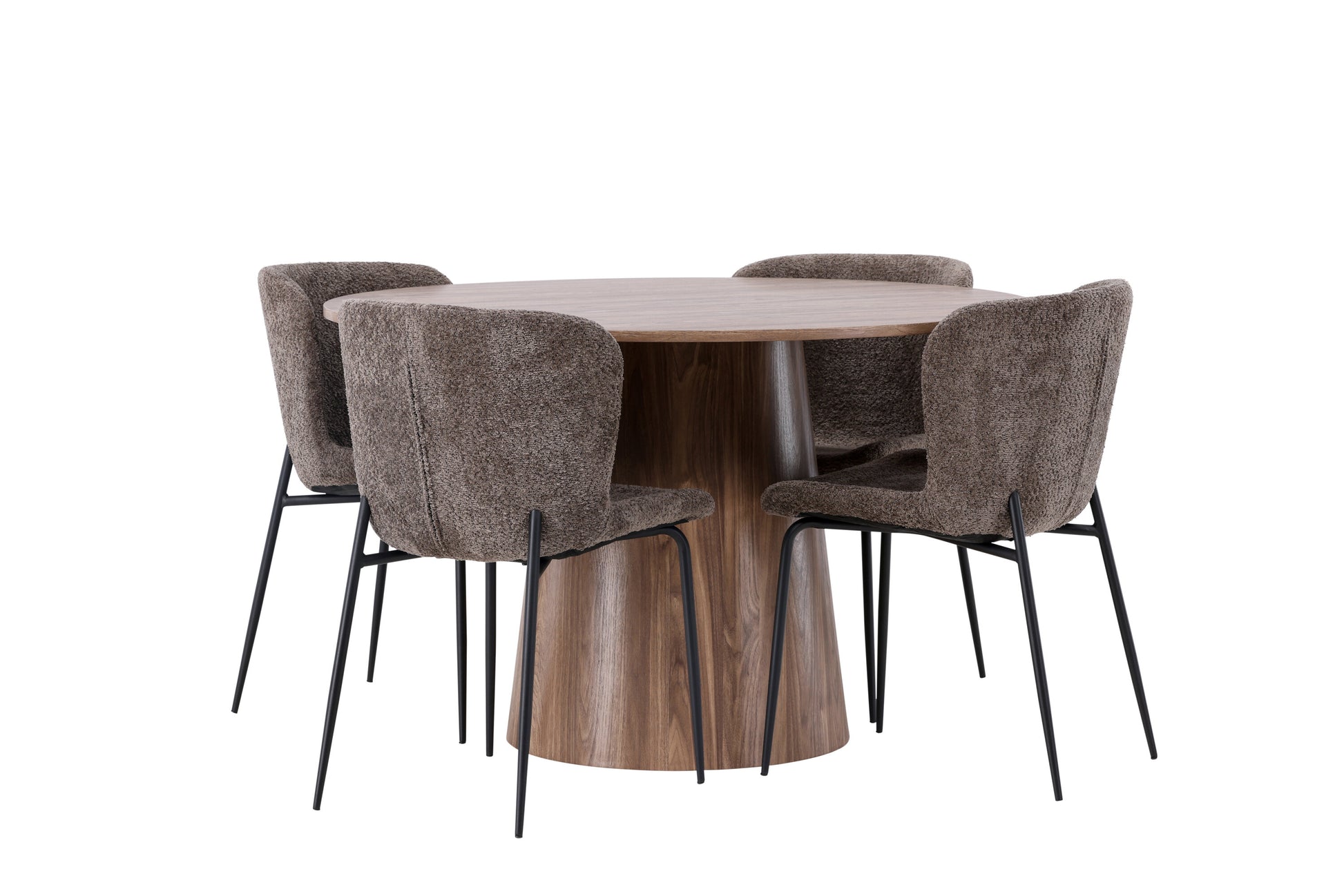 Lanzo Matbord med Modesto Stolarna – Bord: ⌀120 Stol: 54x79,5x48