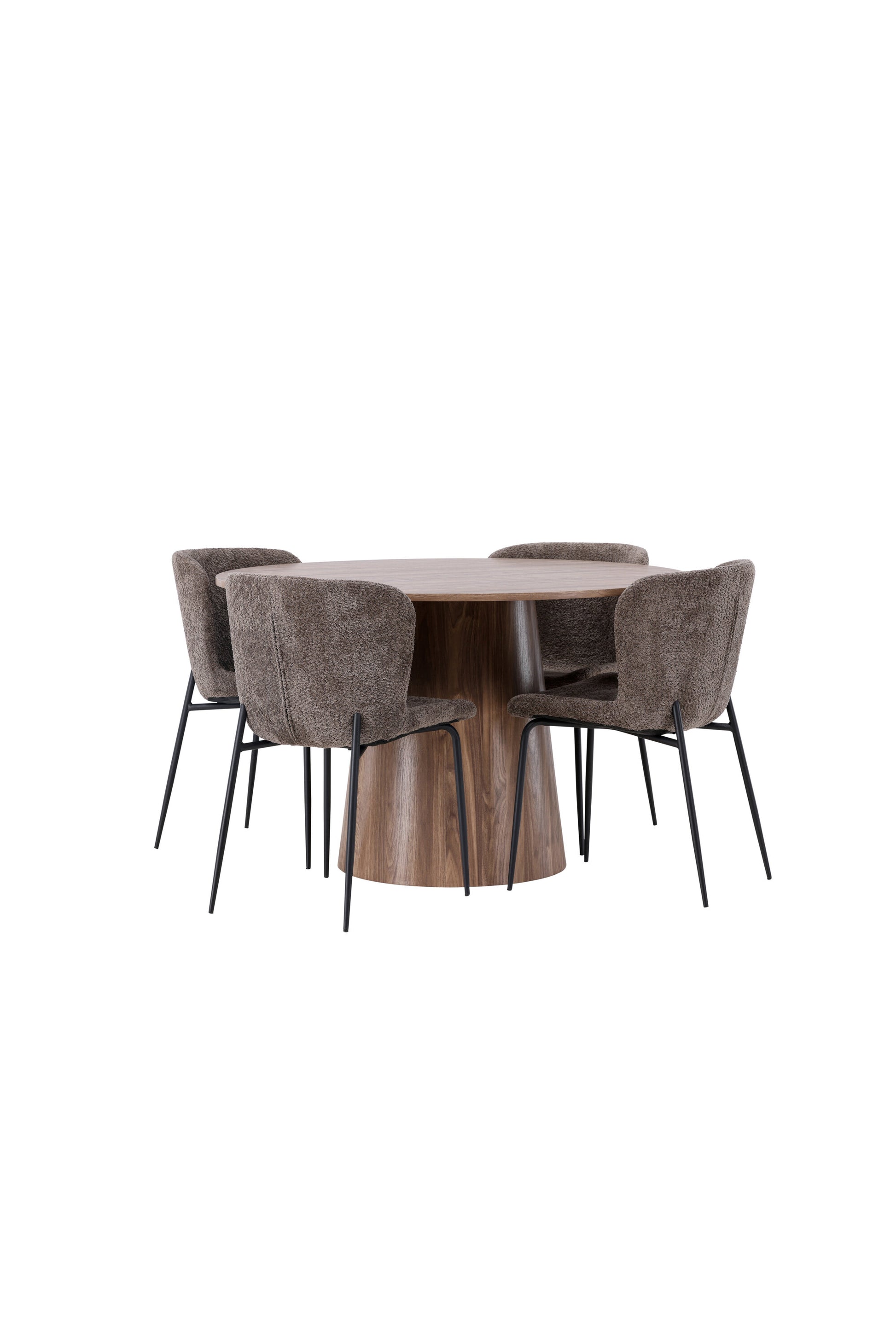 Lanzo Matbord med Modesto Stolarna – Bord: ⌀120 Stol: 54x79,5x48