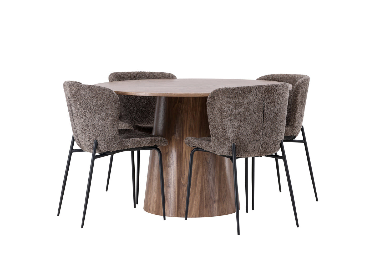 Lanzo Matbord med Modesto Stolarna – Bord: ⌀120 Stol: 54x79,5x48