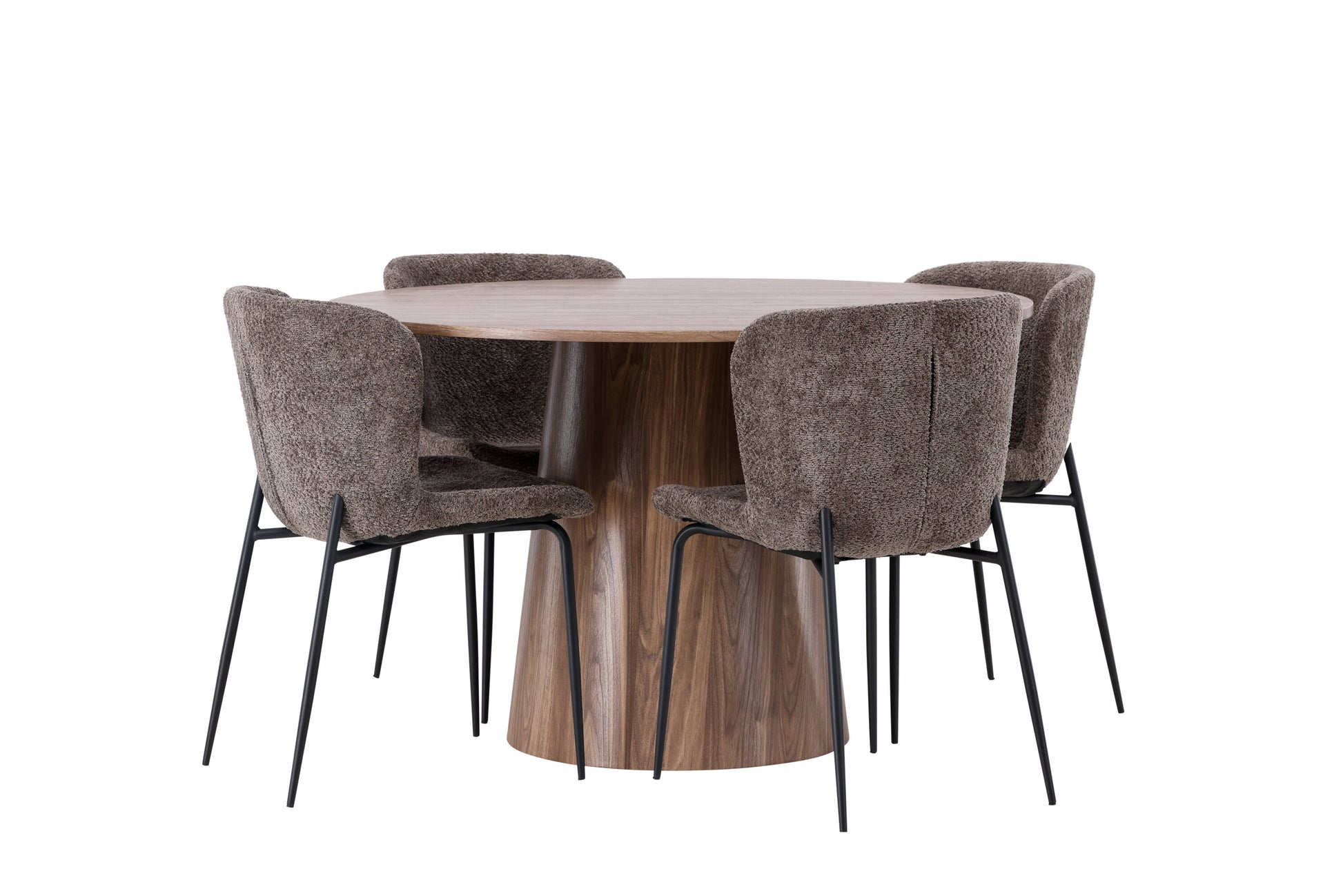 Lanzo Matbord med Modesto Stolarna – Bord: ⌀120 Stol: 54x79,5x48