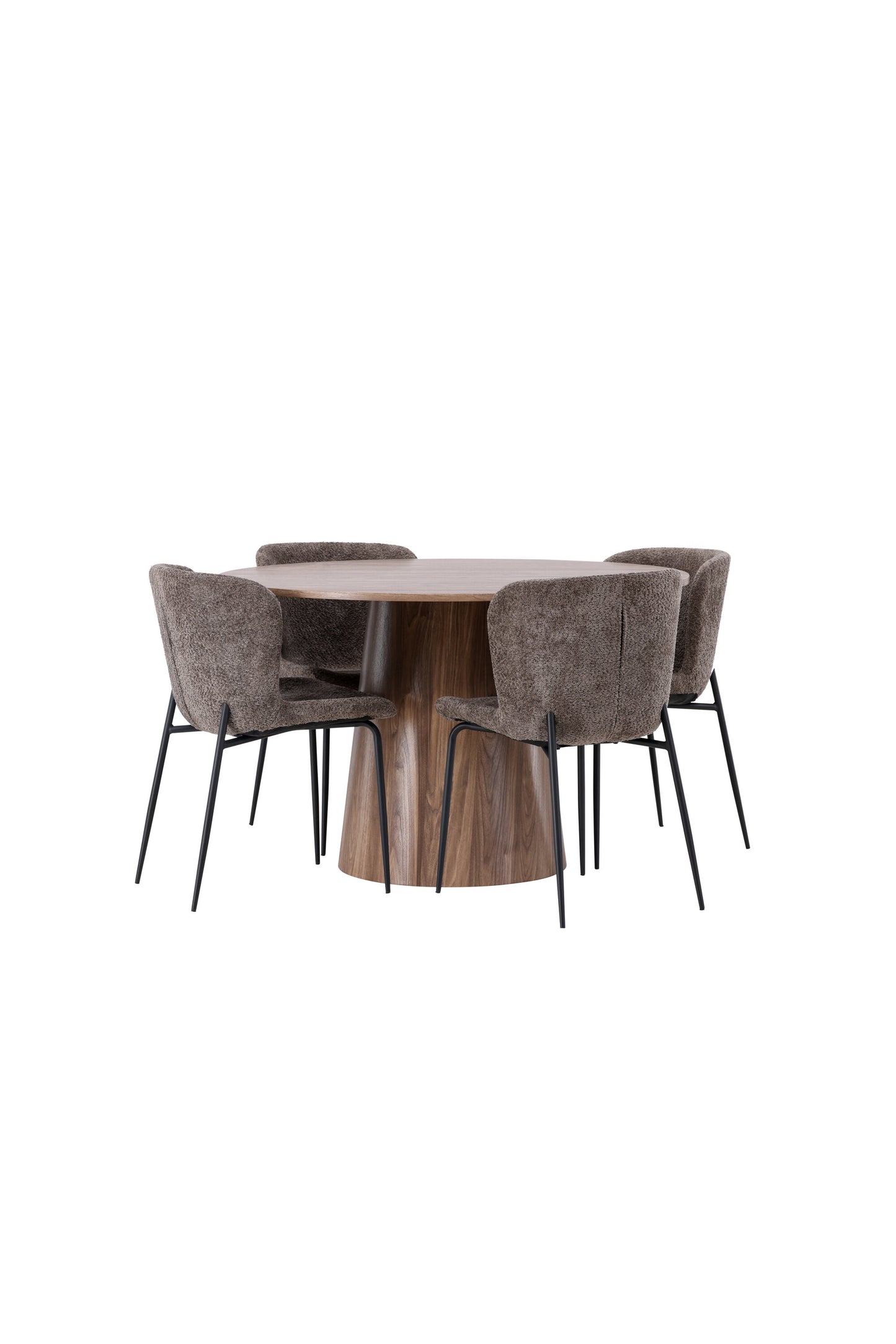Lanzo Matbord med Modesto Stolarna – Bord: ⌀120 Stol: 54x79,5x48