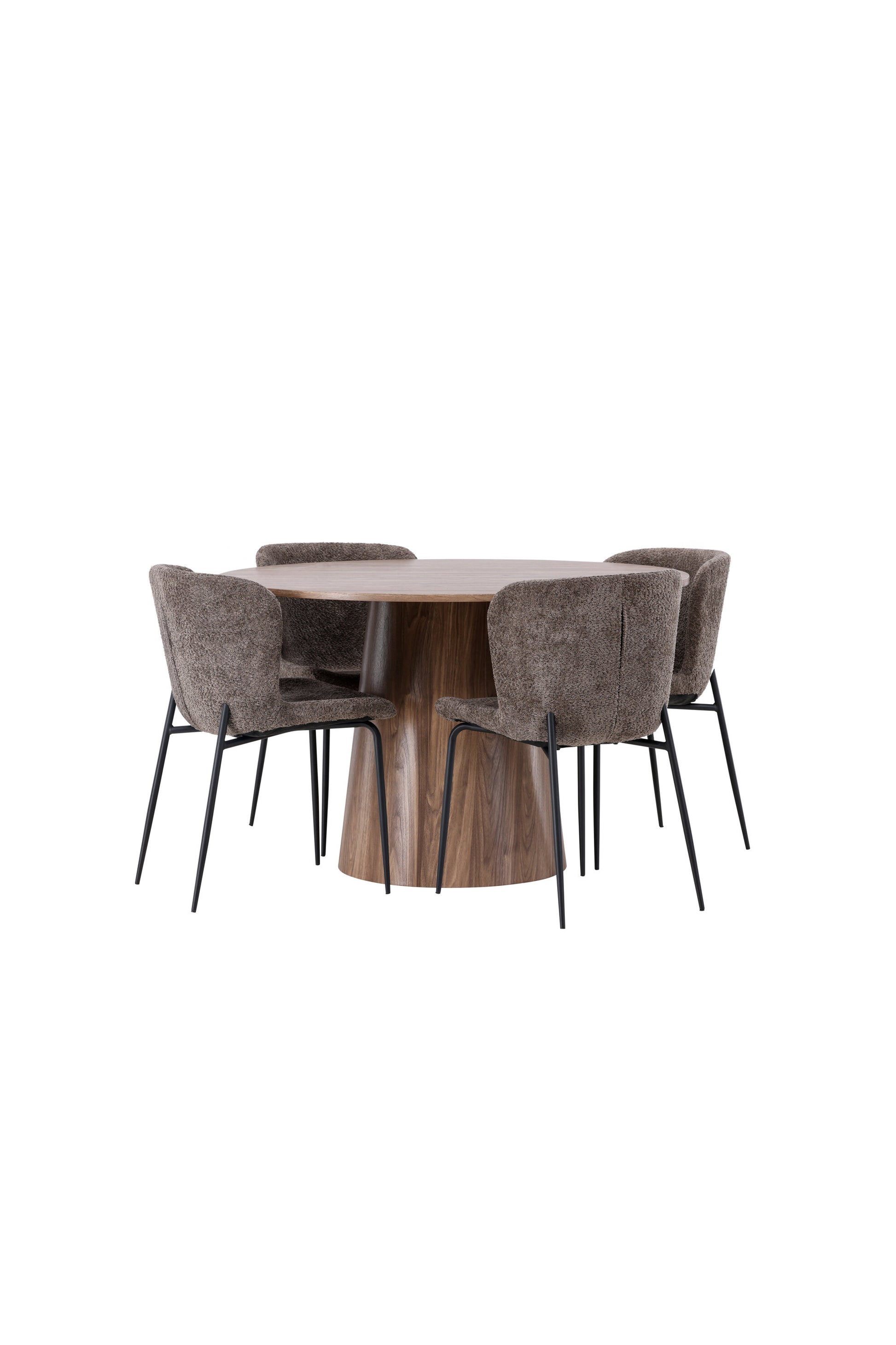 Lanzo Matbord med Modesto Stolarna – Bord: ⌀120 Stol: 54x79,5x48